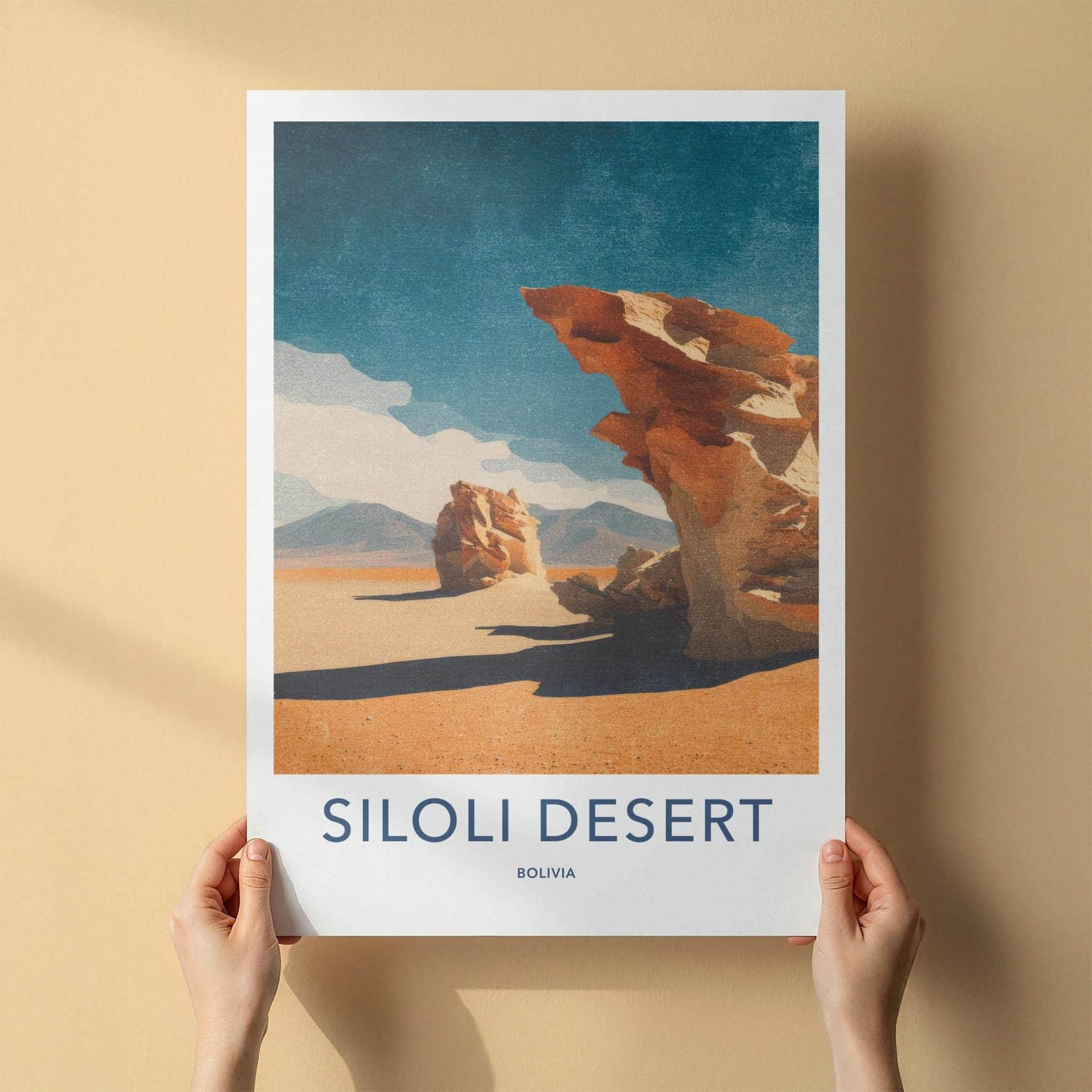 Siloli Desert Poster - Bolivia Travel Art - Dramatic Desert Rocks Home Decor