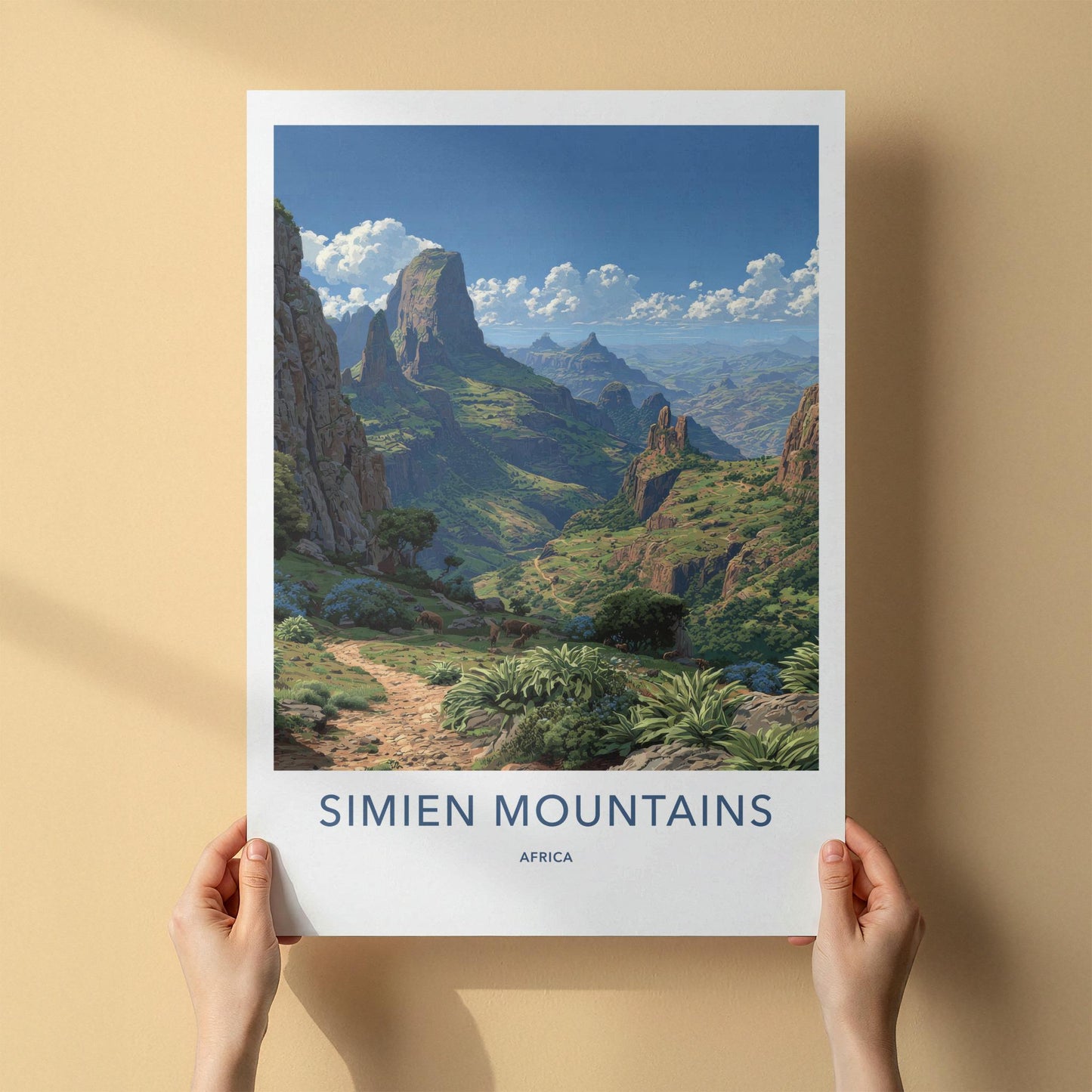 Simien Mountains Poster - Ethiopia Travel Art - Dramatic Valley Vista Wall Decor