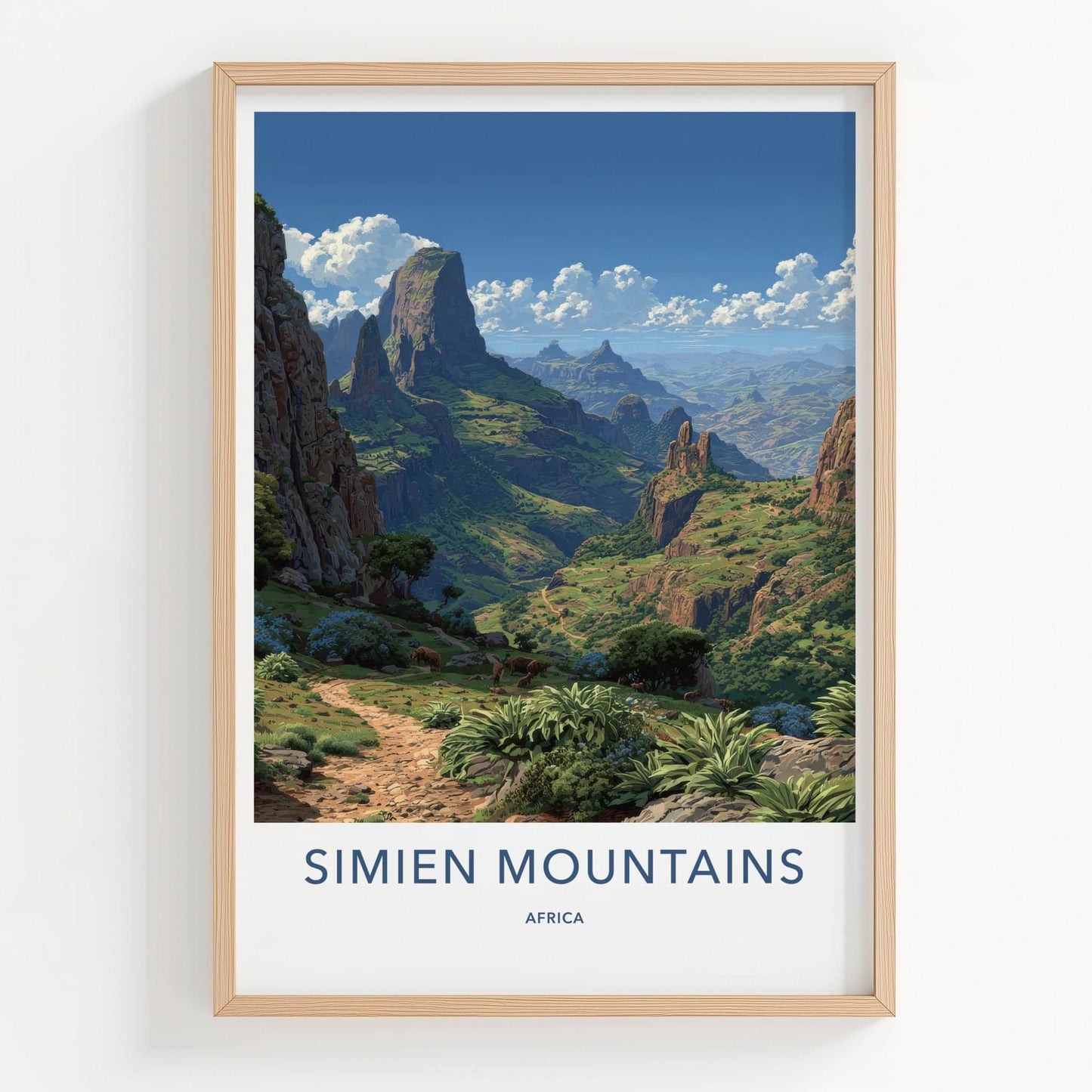 Simien Mountains Poster - Ethiopia Travel Art - Dramatic Valley Vista Wall Decor