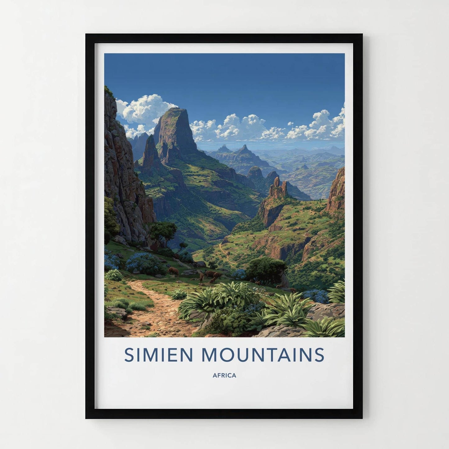 Simien Mountains Poster - Ethiopia Travel Art - Dramatic Valley Vista Wall Decor