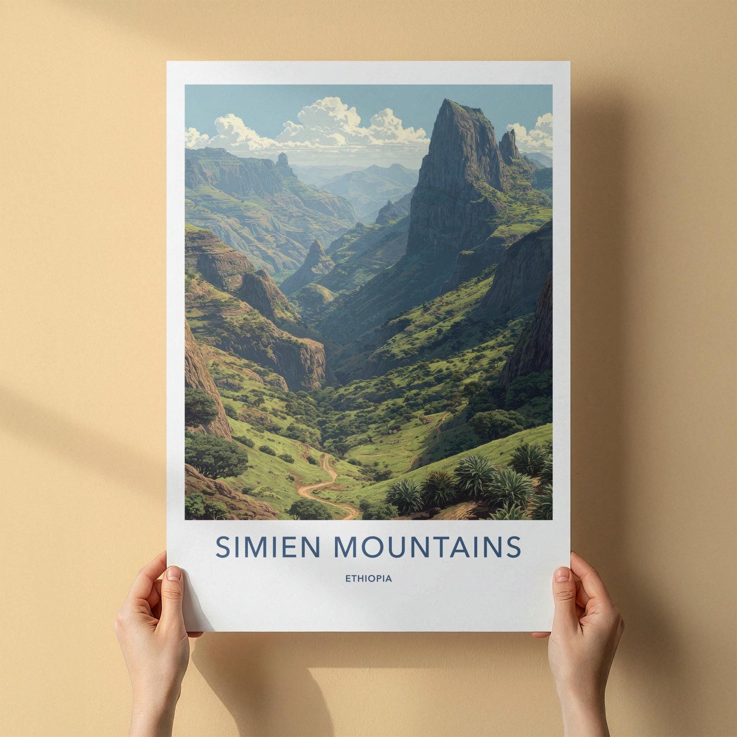 Simien Mountains Poster - Ethiopia Travel Art - Mountain Valley Landscape Home Decor