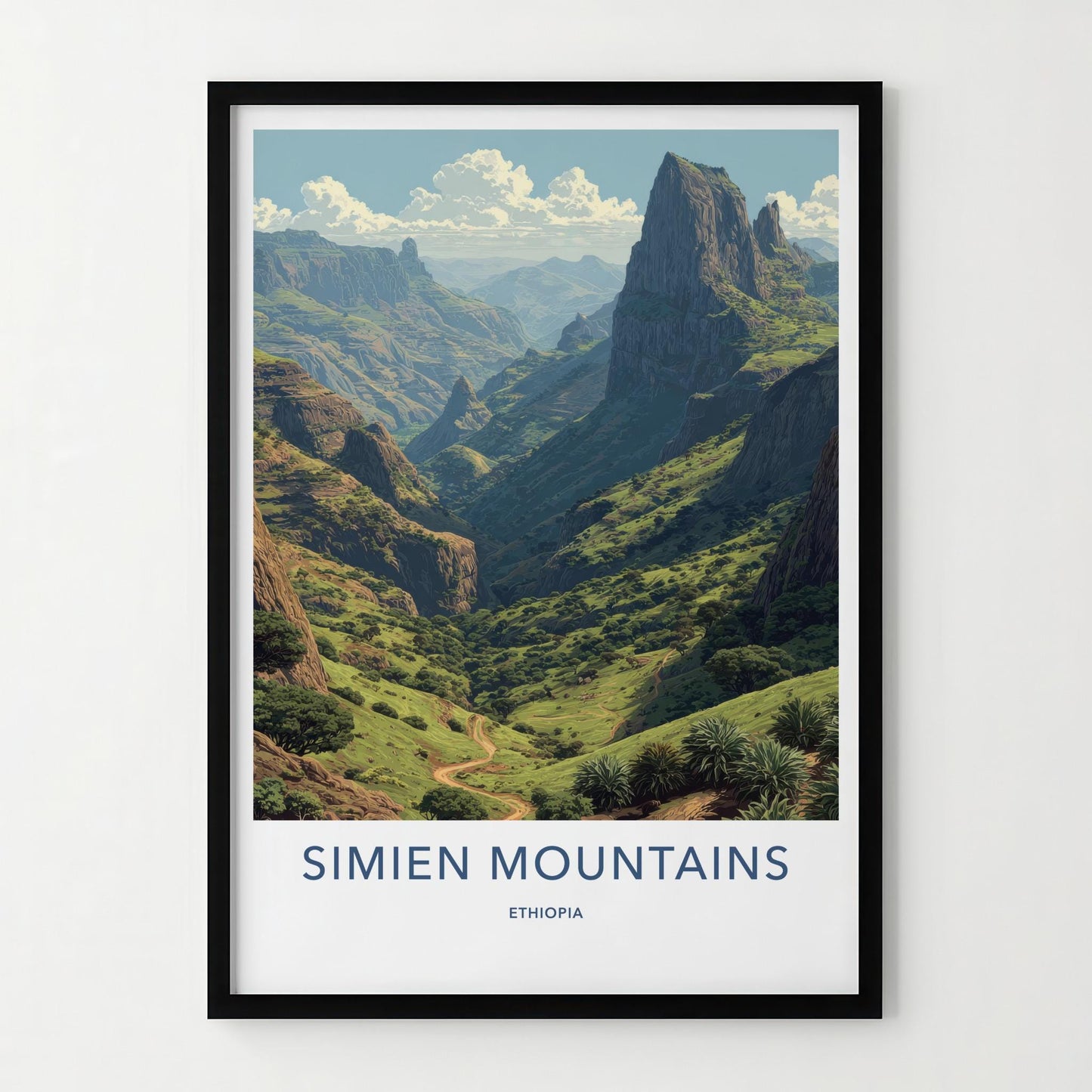Simien Mountains Poster - Ethiopia Travel Art - Mountain Valley Landscape Home Decor