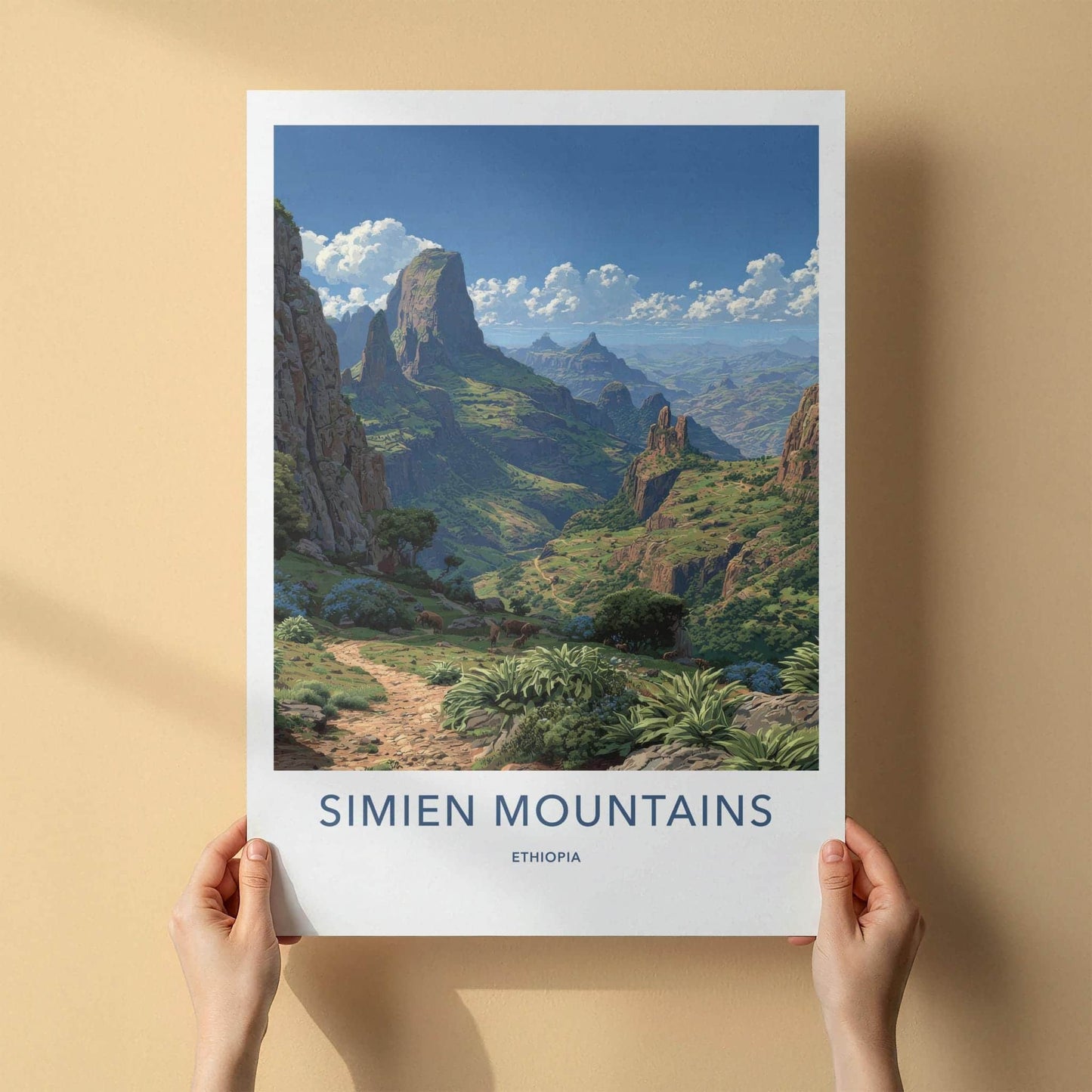 Simien Mountains Poster - Ethiopia Travel Art - Steep Green Valleys Wall Decor