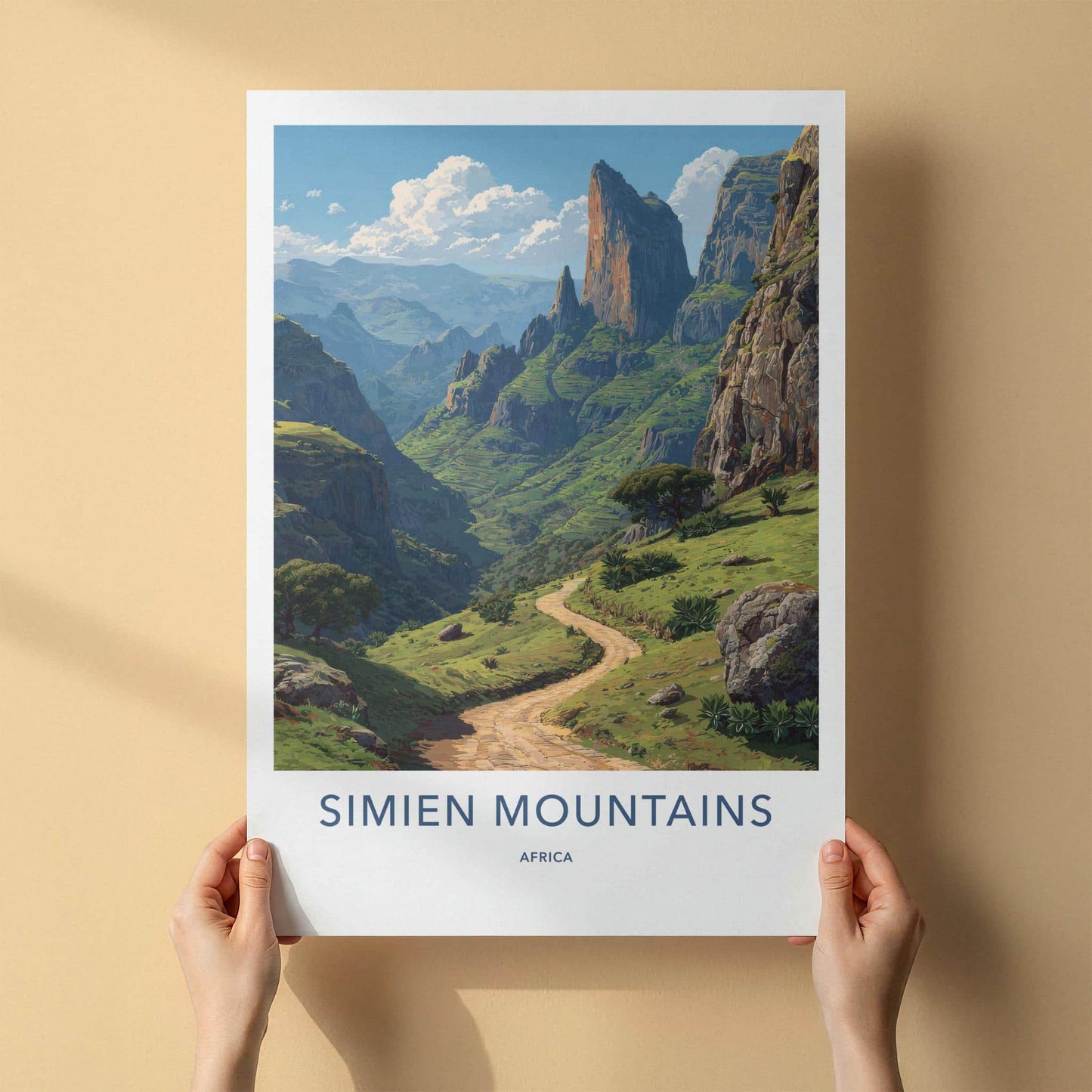 Simien Mountains Poster - Ethiopia Travel Art - Winding Mountain Path Wall Decor