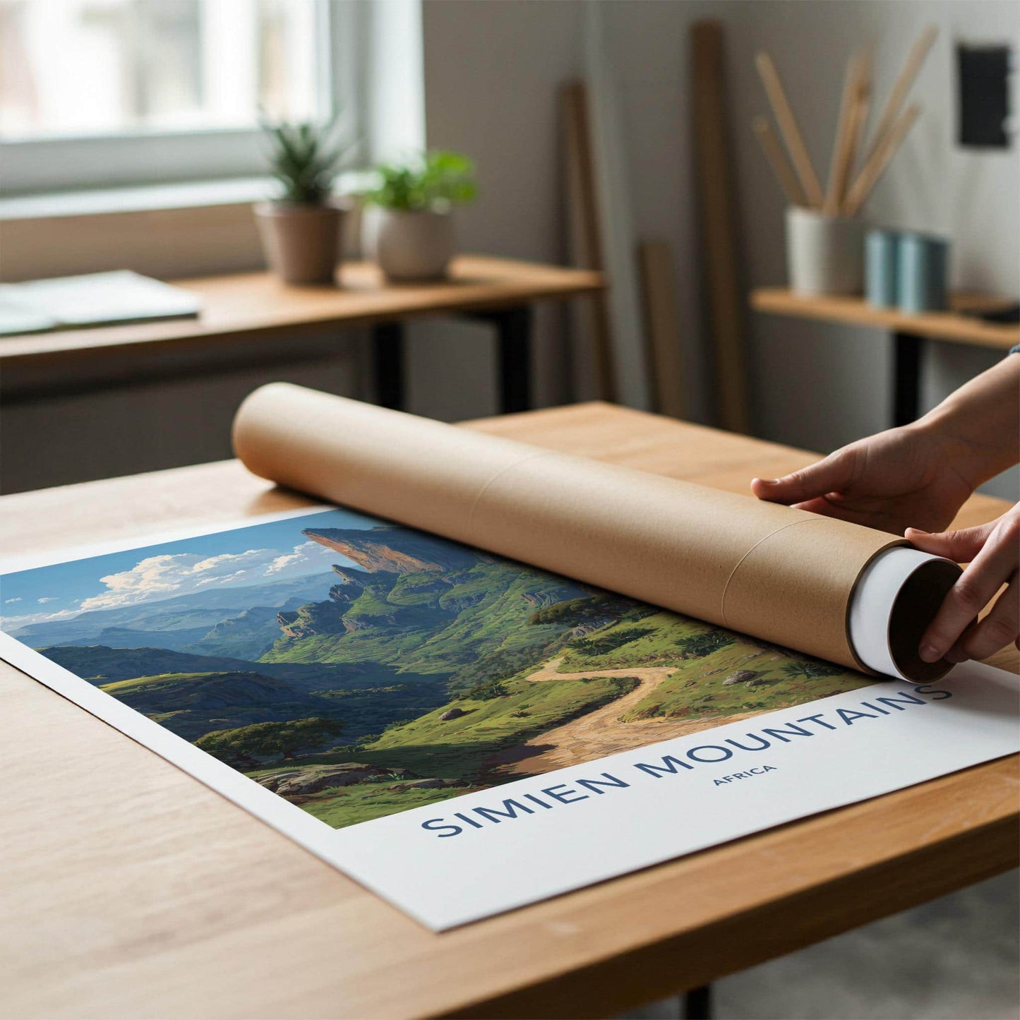Simien Mountains Poster - Ethiopia Travel Art - Winding Mountain Path Wall Decor