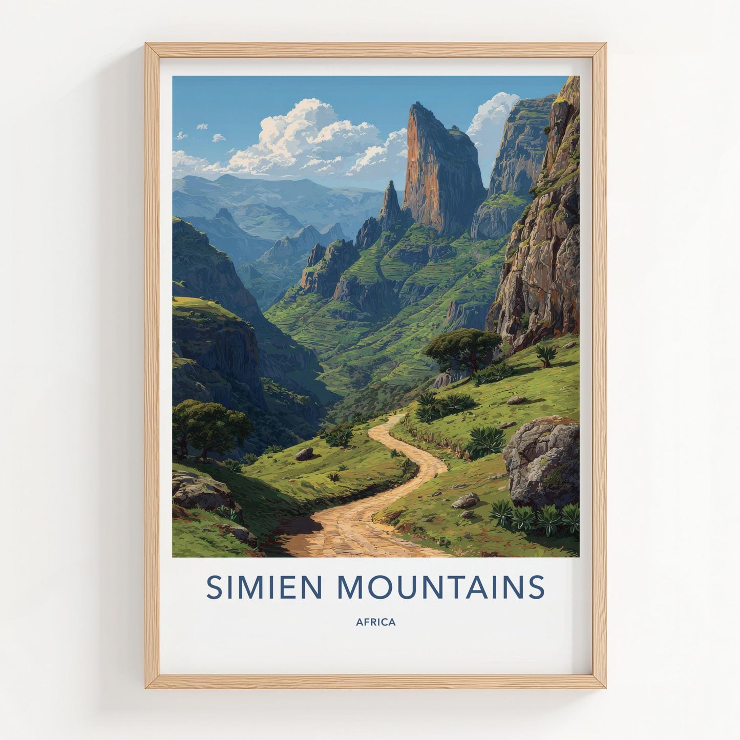 Simien Mountains Poster - Ethiopia Travel Art - Winding Mountain Path Wall Decor