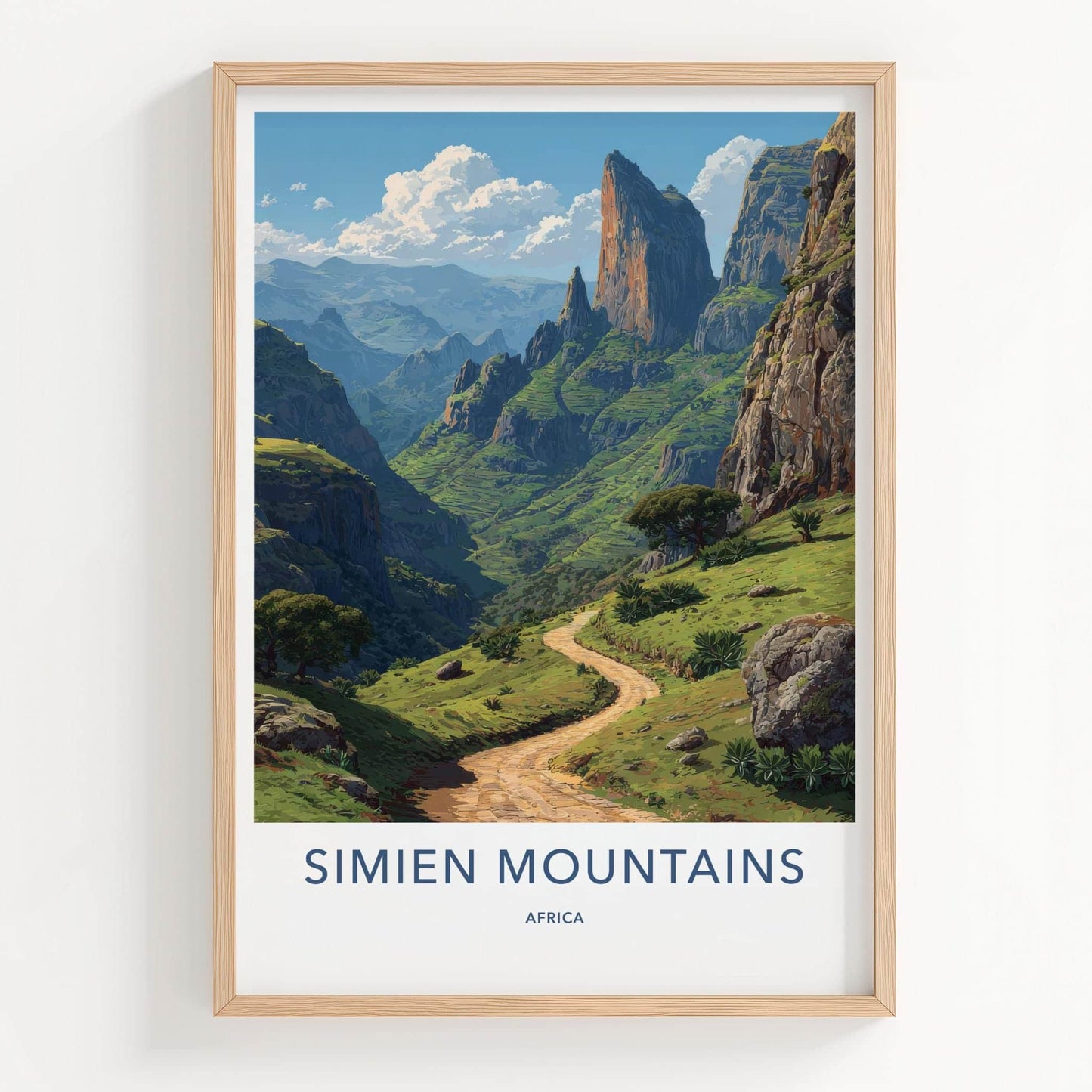 Simien Mountains Poster - Ethiopia Travel Art - Winding Mountain Path Wall Decor
