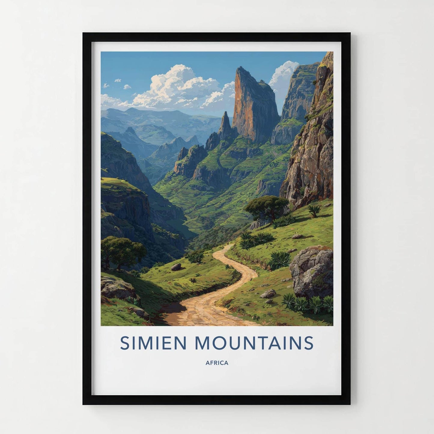 Simien Mountains Poster - Ethiopia Travel Art - Winding Mountain Path Wall Decor