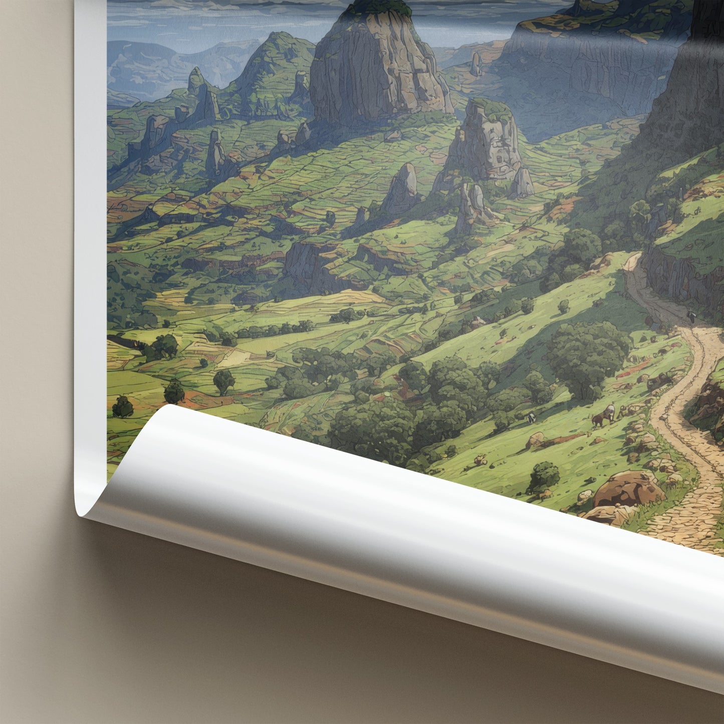 Simien Mountains Poster - Ethiopia Travel Art - Winding Path Hills Home Decor