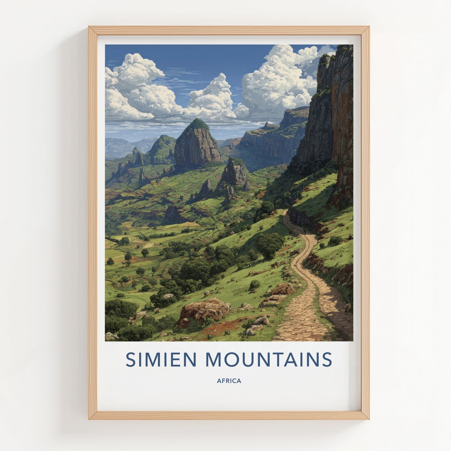 Simien Mountains Poster - Ethiopia Travel Art - Winding Path Hills Home Decor