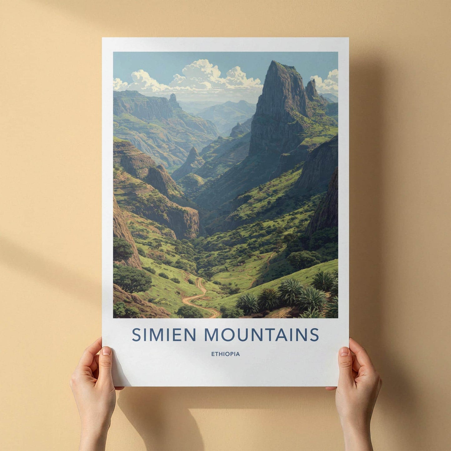 Simien Mountains Poster - Ethiopia Travel Art - Winding Valley Path Home Decor