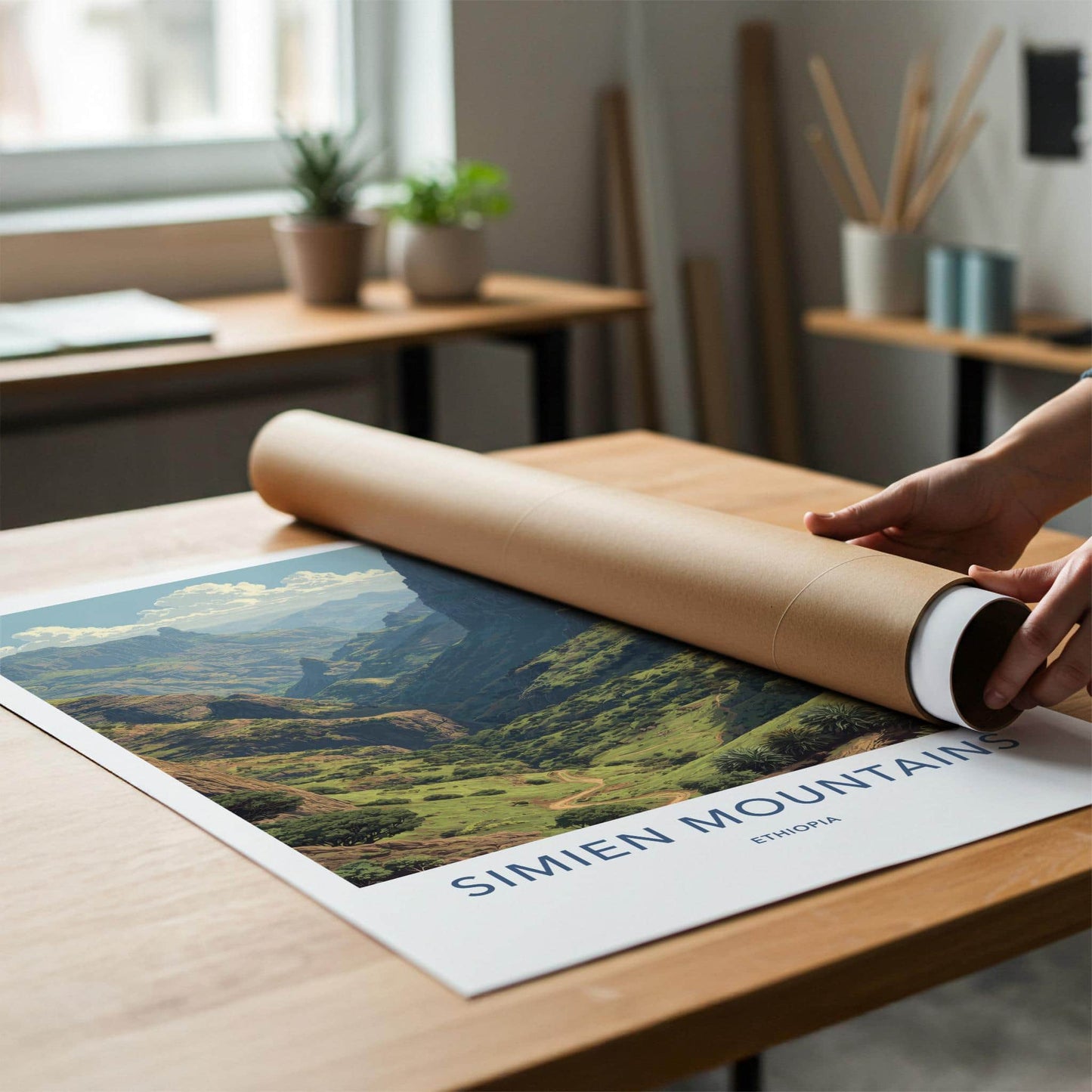 Simien Mountains Poster - Ethiopia Travel Art - Winding Valley Path Home Decor