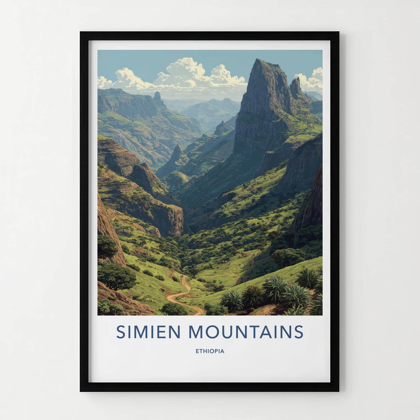Simien Mountains Poster - Ethiopia Travel Art - Winding Valley Path Home Decor