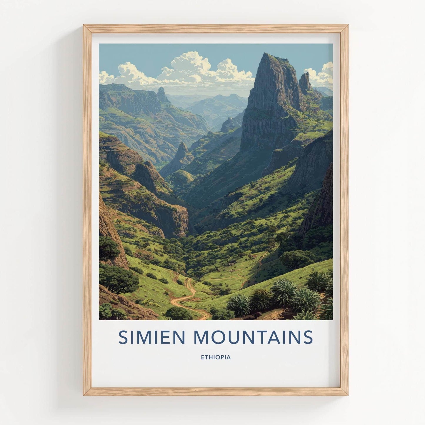 Simien Mountains Poster - Ethiopia Travel Art - Winding Valley Path Home Decor