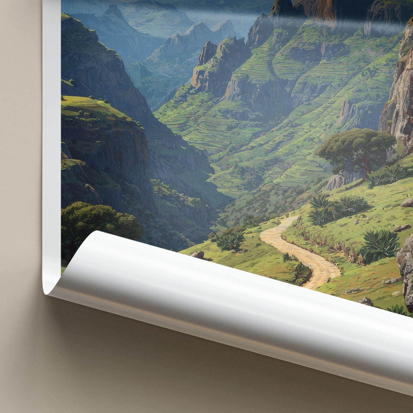 Simien Mountains Poster - Ethiopia Wall Art - Winding Path Valley Home Decor