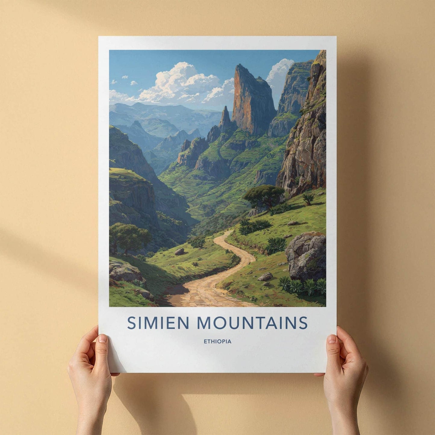 Simien Mountains Poster - Ethiopia Wall Art - Winding Path Valley Home Decor