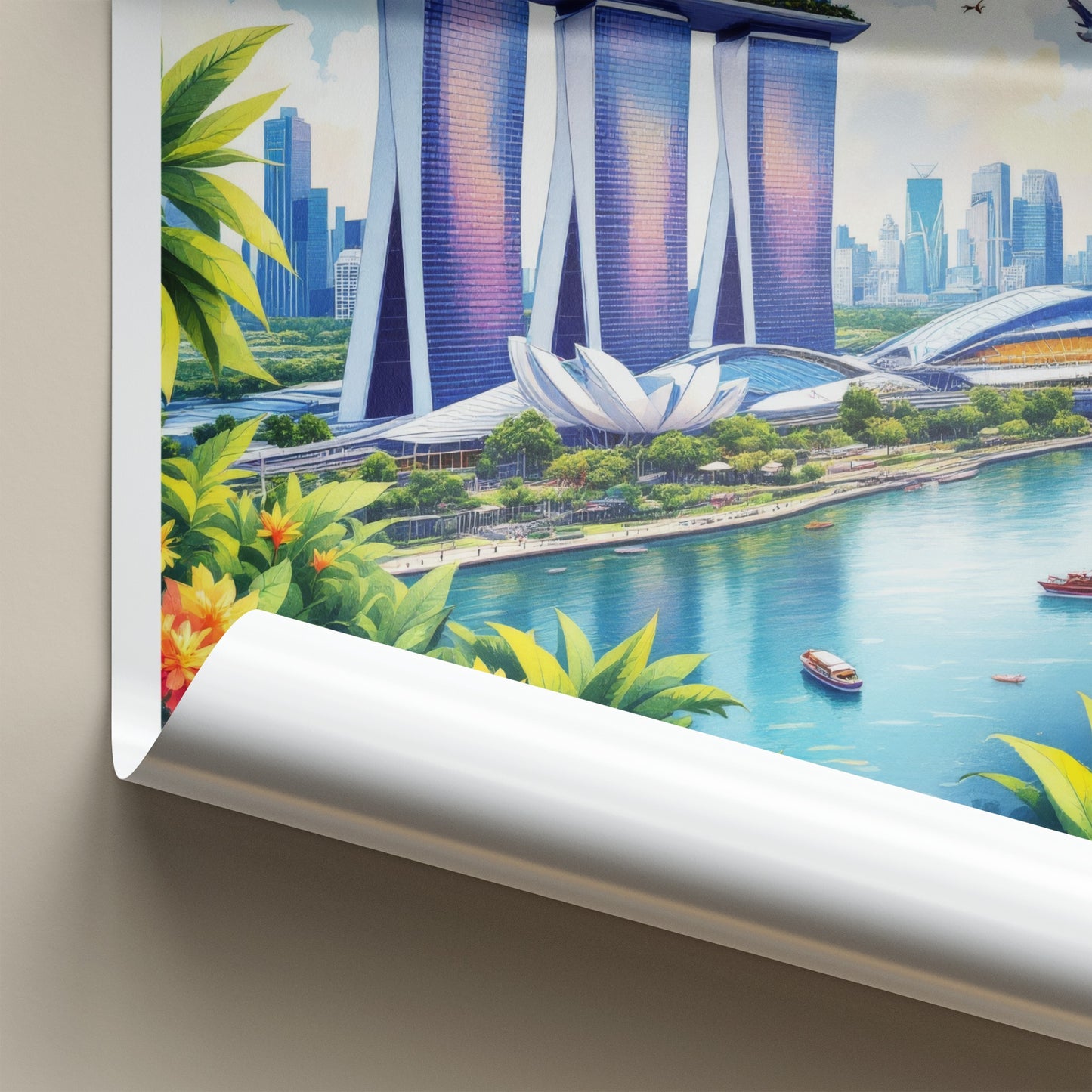 Singapore Poster - Singapore Art Print - Modern Cityscape Vista Lounge Decor