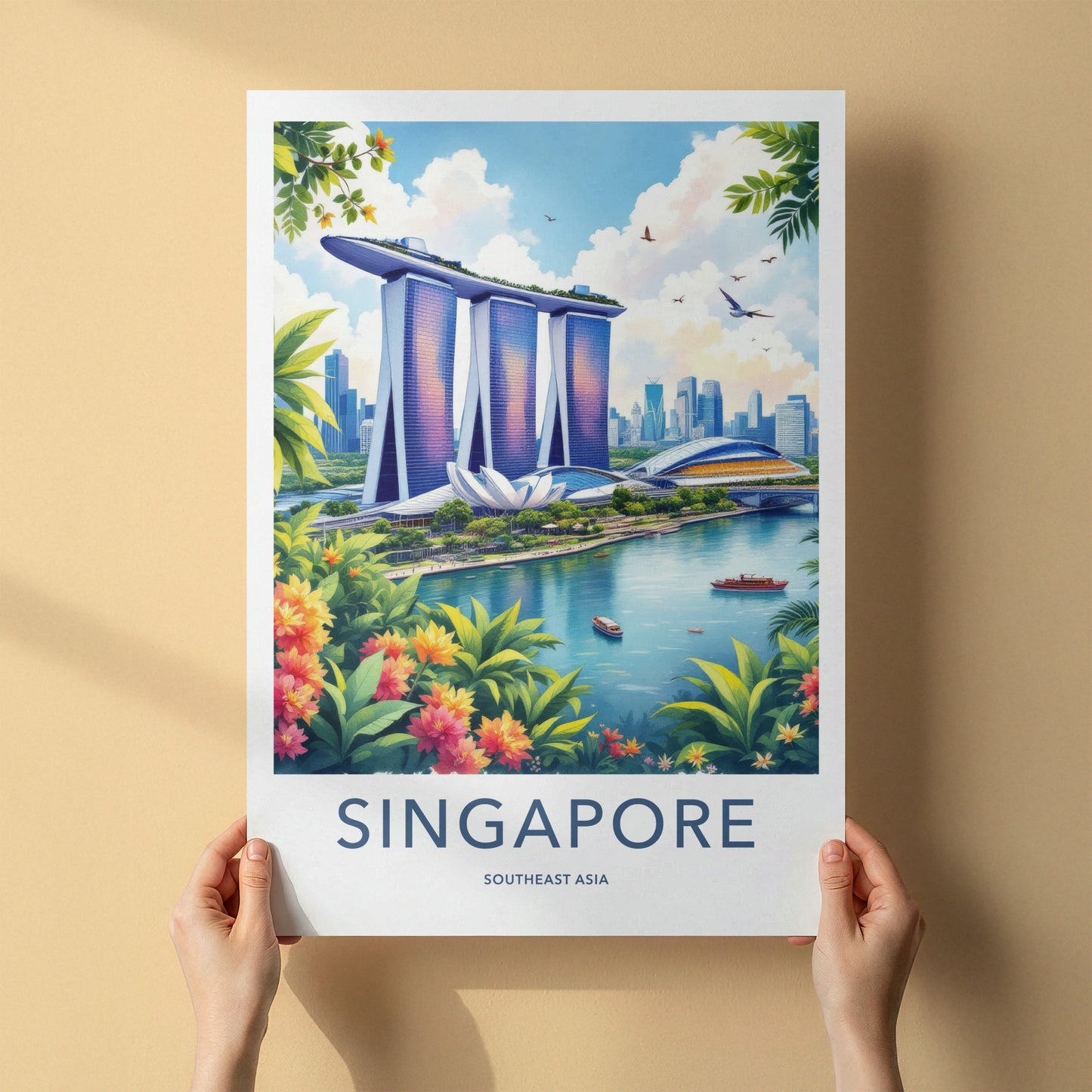 Singapore Poster - Singapore Art Print - Modern Cityscape Vista Lounge Decor