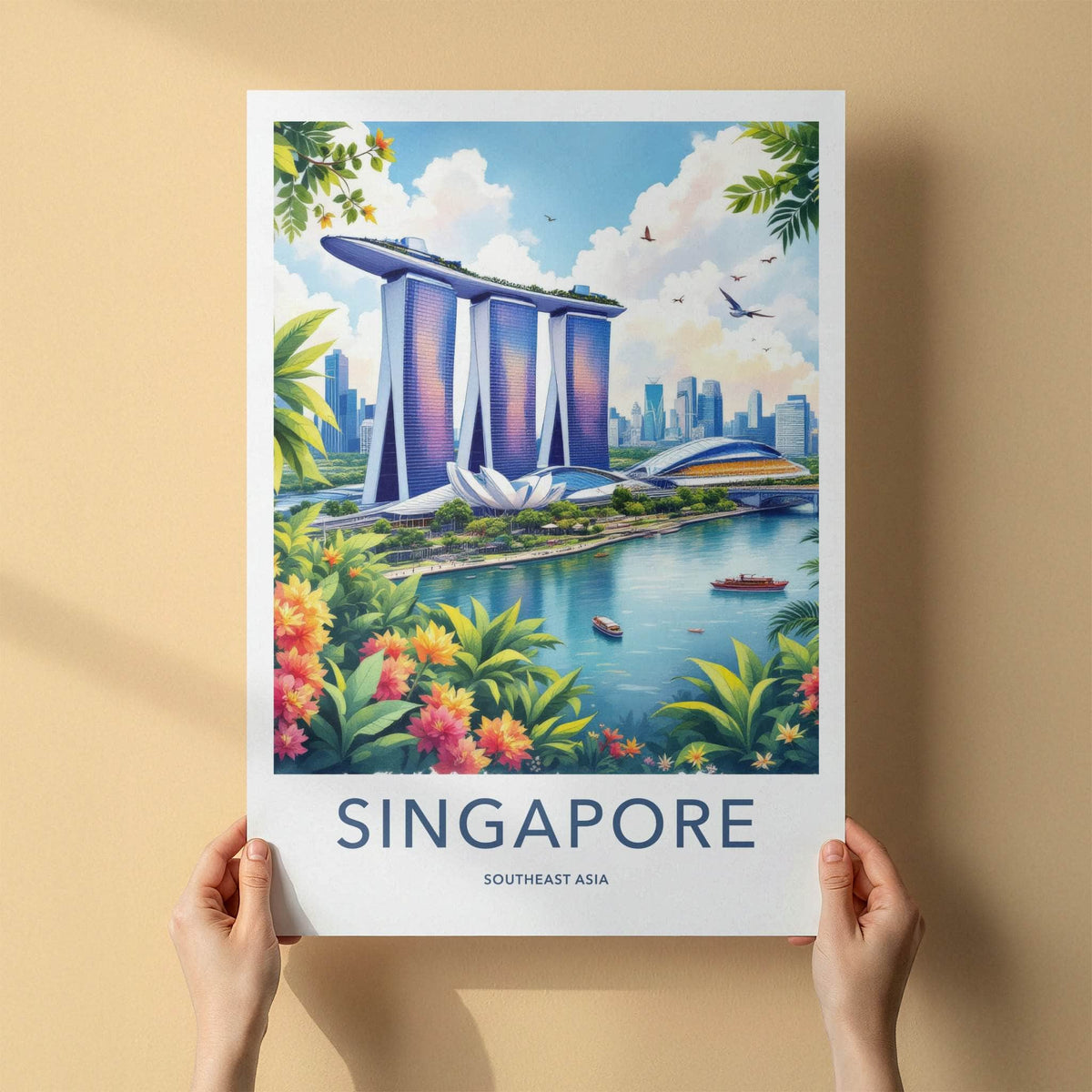 Singapore Poster - Singapore Art Print - Modern Cityscape Vista Lounge Decor