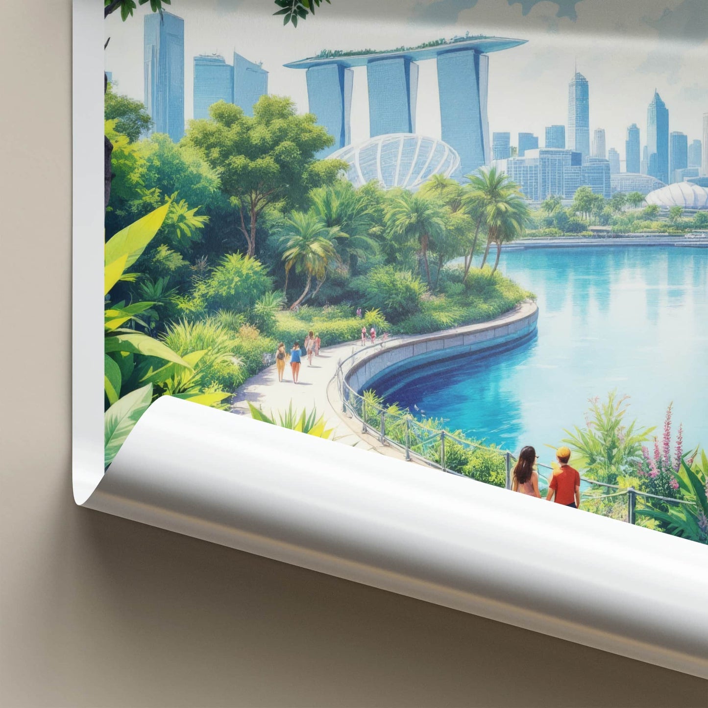 Singapore Poster - Singapore Travel Art - Bayfront Garden Stroll Home Decor