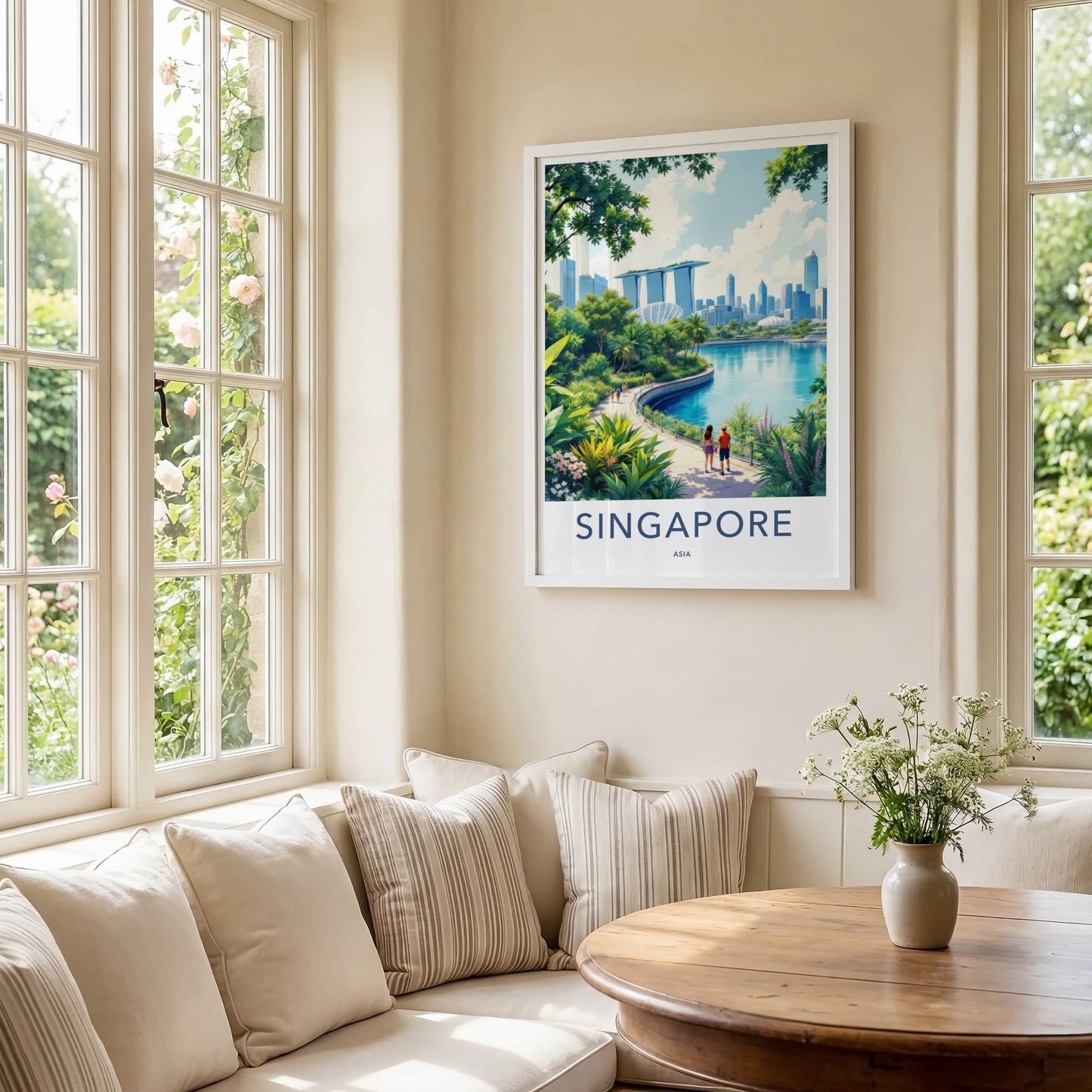 Singapore Poster - Singapore Travel Art - Bayfront Garden Stroll Home Decor