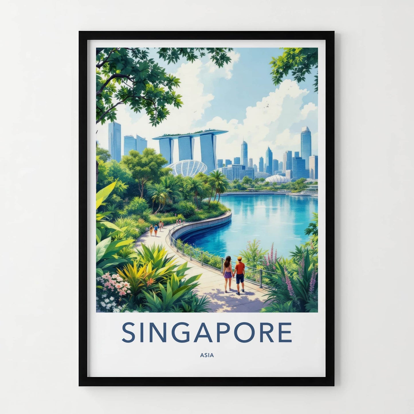 Singapore Poster - Singapore Travel Art - Bayfront Garden Stroll Home Decor