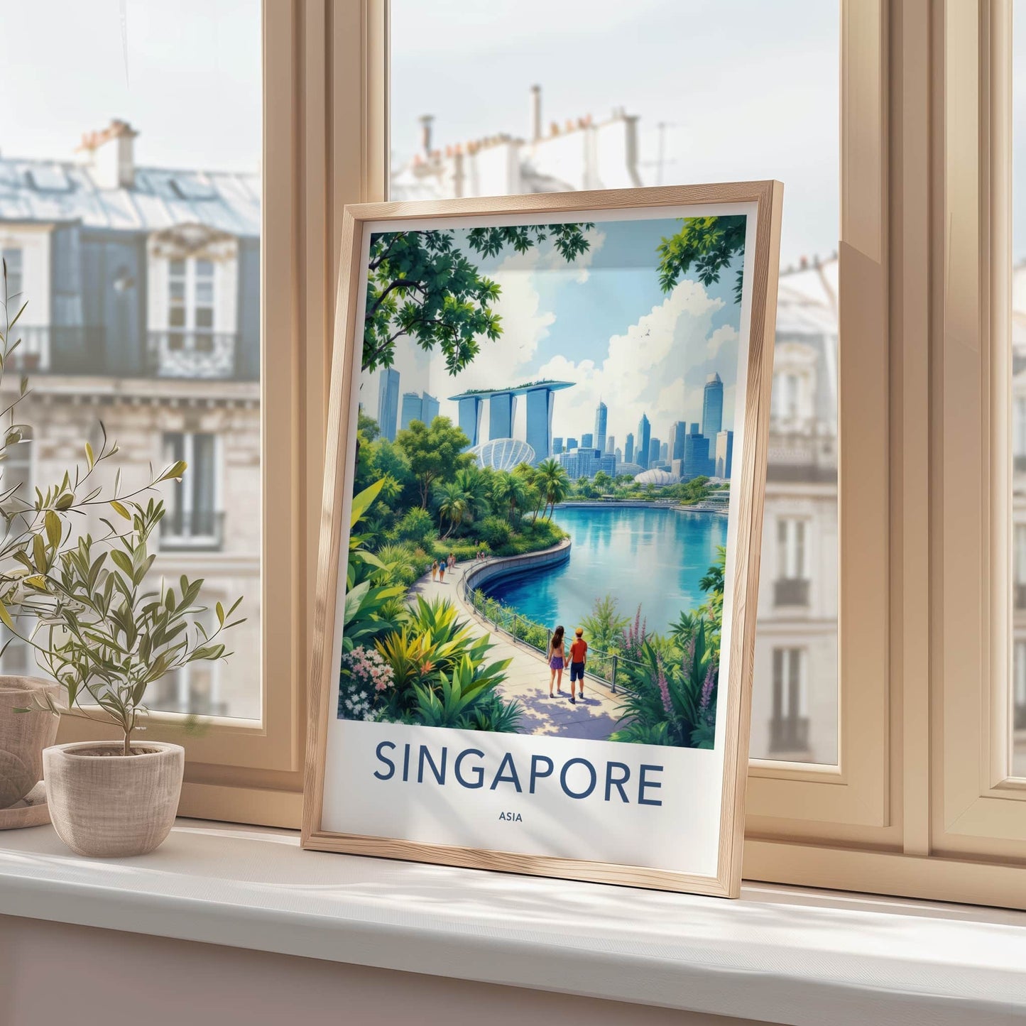 Singapore Poster - Singapore Travel Art - Bayfront Garden Stroll Home Decor