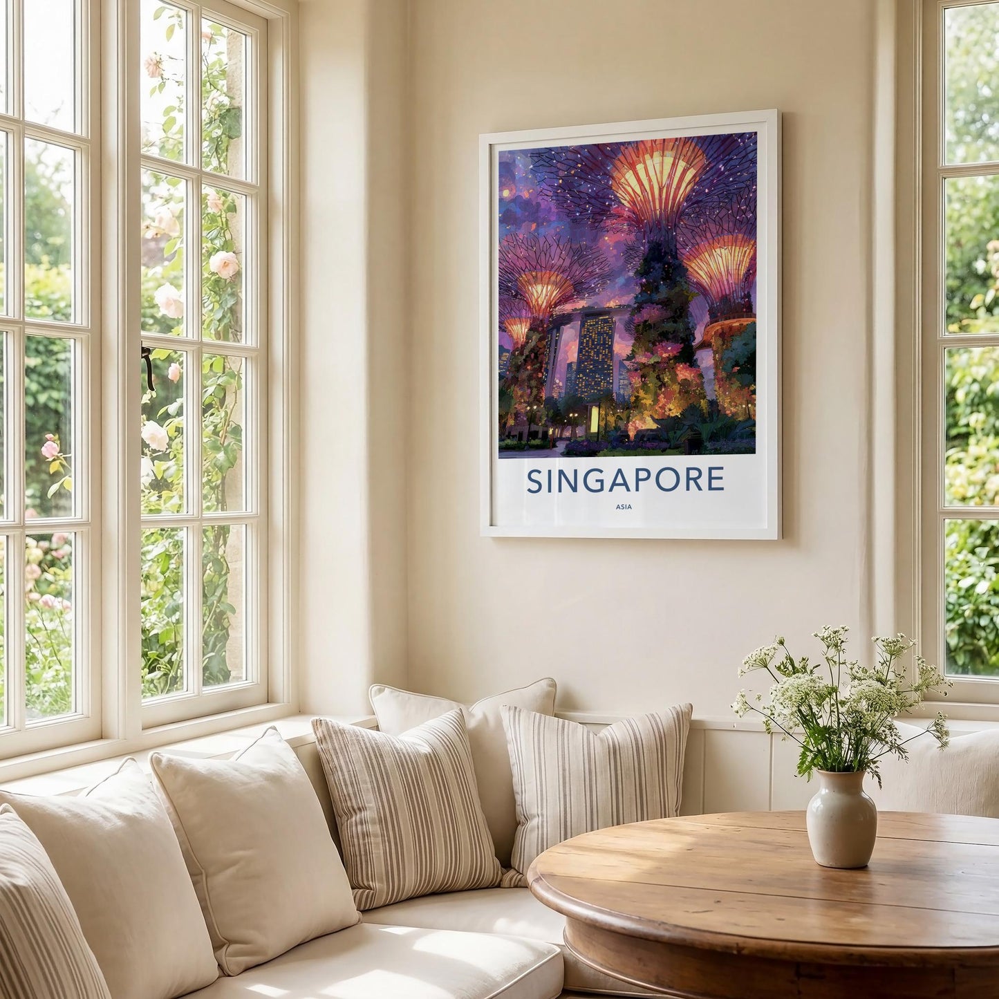 Singapore Poster - Singapore Travel Art - Gardens Bay Illuminated Home Decor