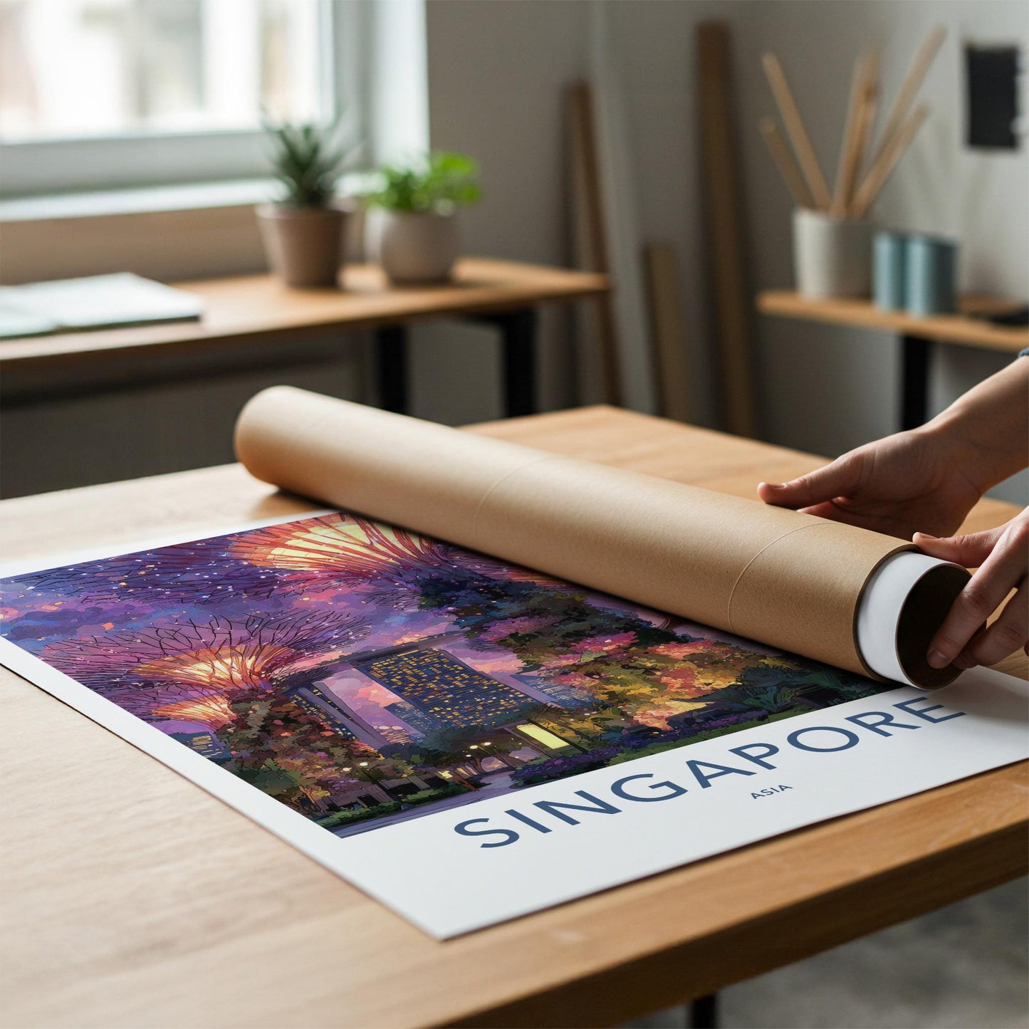 Singapore Poster - Singapore Travel Art - Gardens Bay Illuminated Home Decor