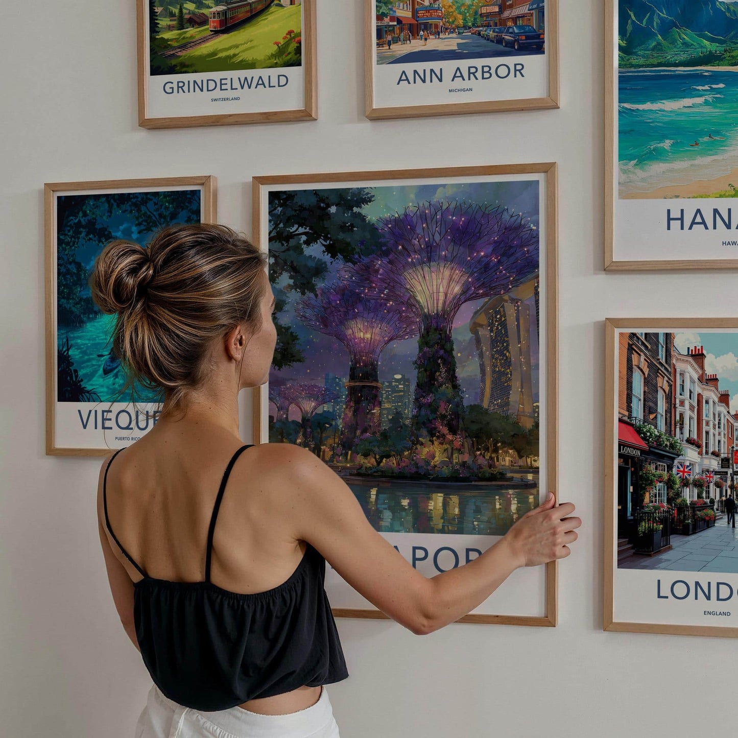 Singapore Poster - Singapore Travel Art - Illuminated Supertree Gardens Wall Decor