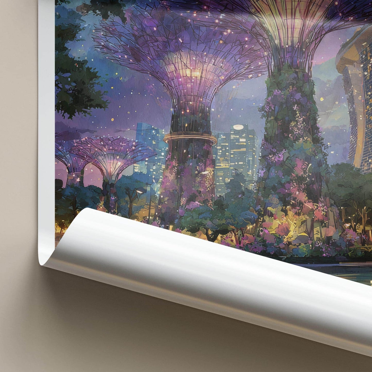 Singapore Poster - Singapore Travel Art - Illuminated Supertree Gardens Wall Decor