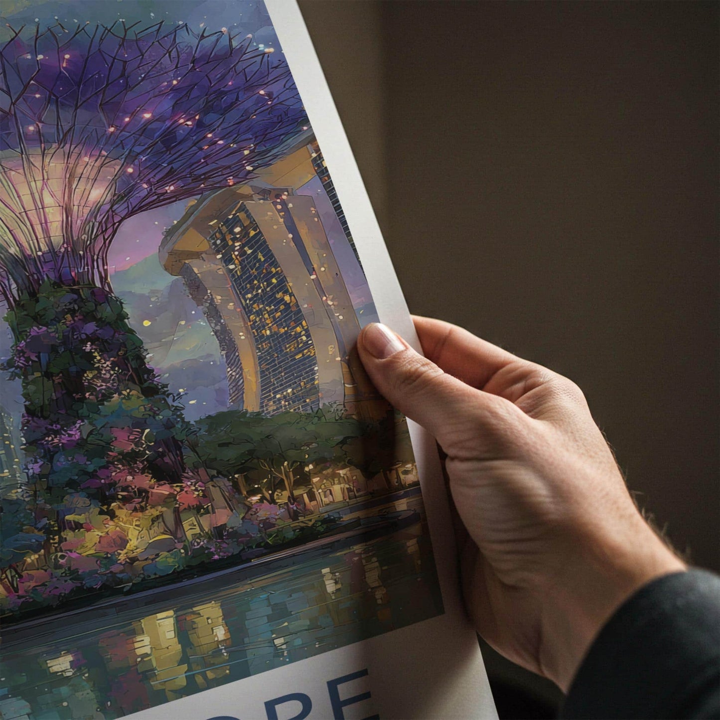 Singapore Poster - Singapore Travel Art - Illuminated Supertree Gardens Wall Decor