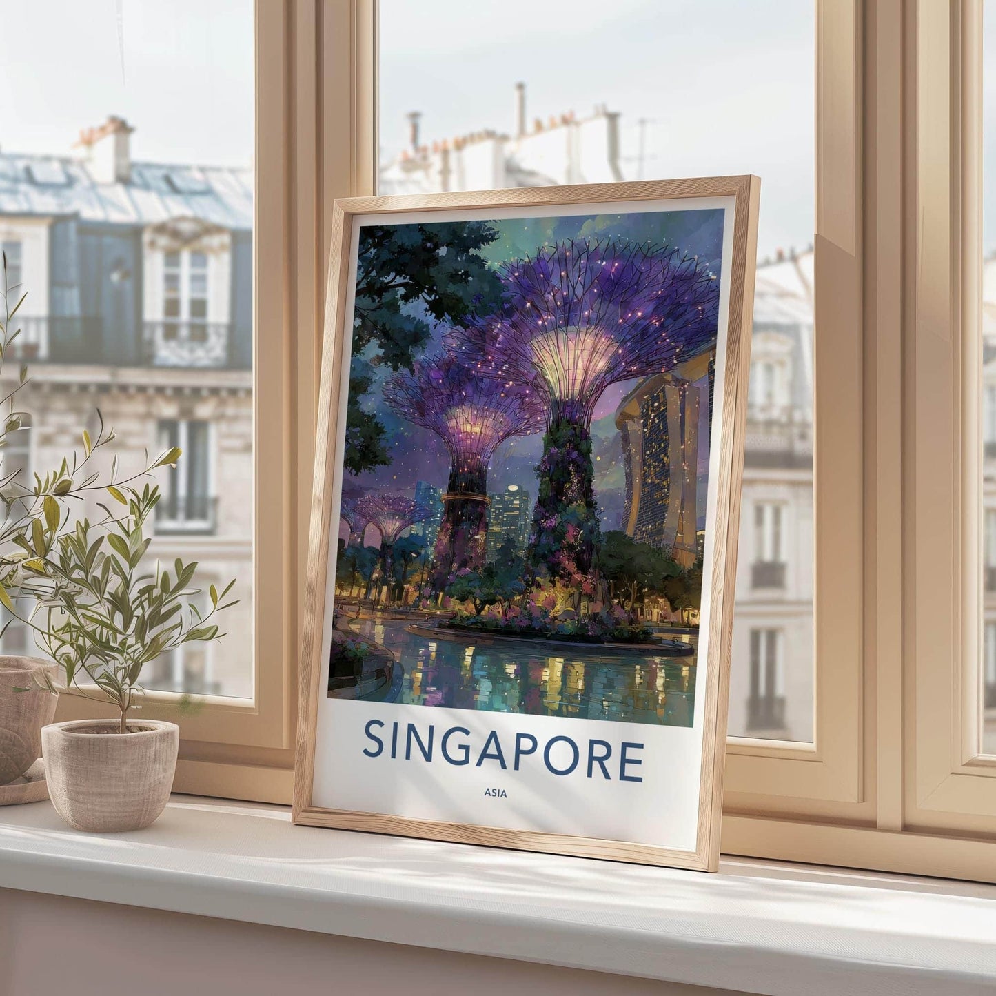 Singapore Poster - Singapore Travel Art - Illuminated Supertree Gardens Wall Decor