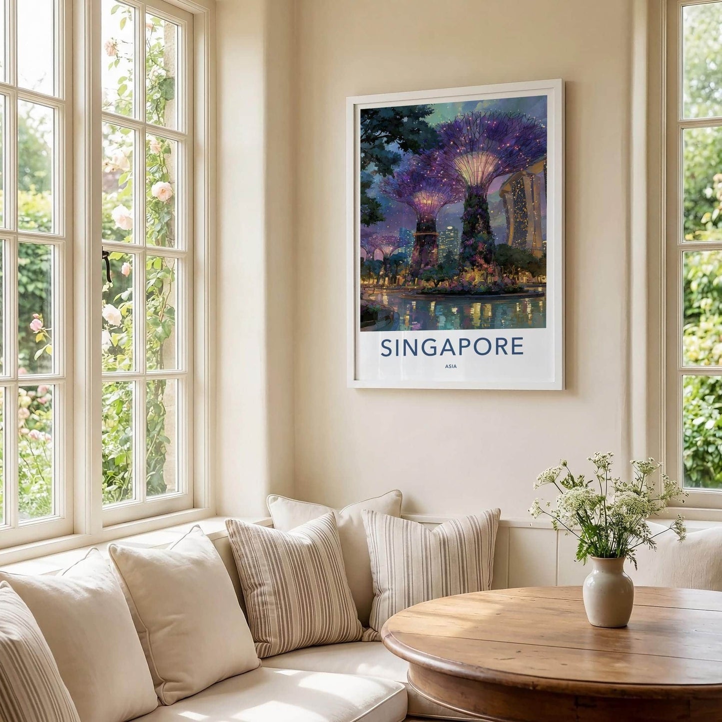 Singapore Poster - Singapore Travel Art - Illuminated Supertree Gardens Wall Decor