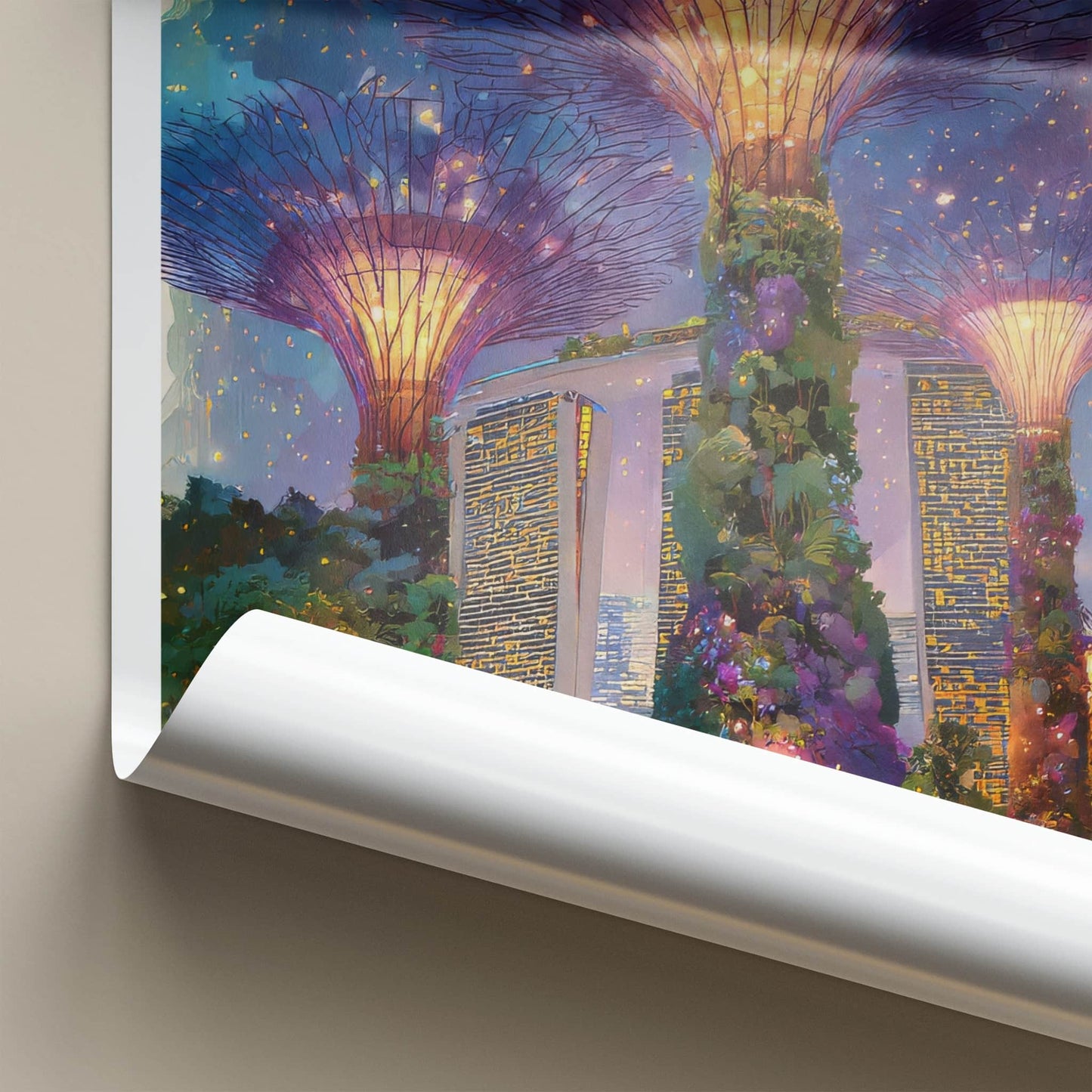 Singapore Poster - Singapore Travel Print - Supertrees Glowing Night Home Decor