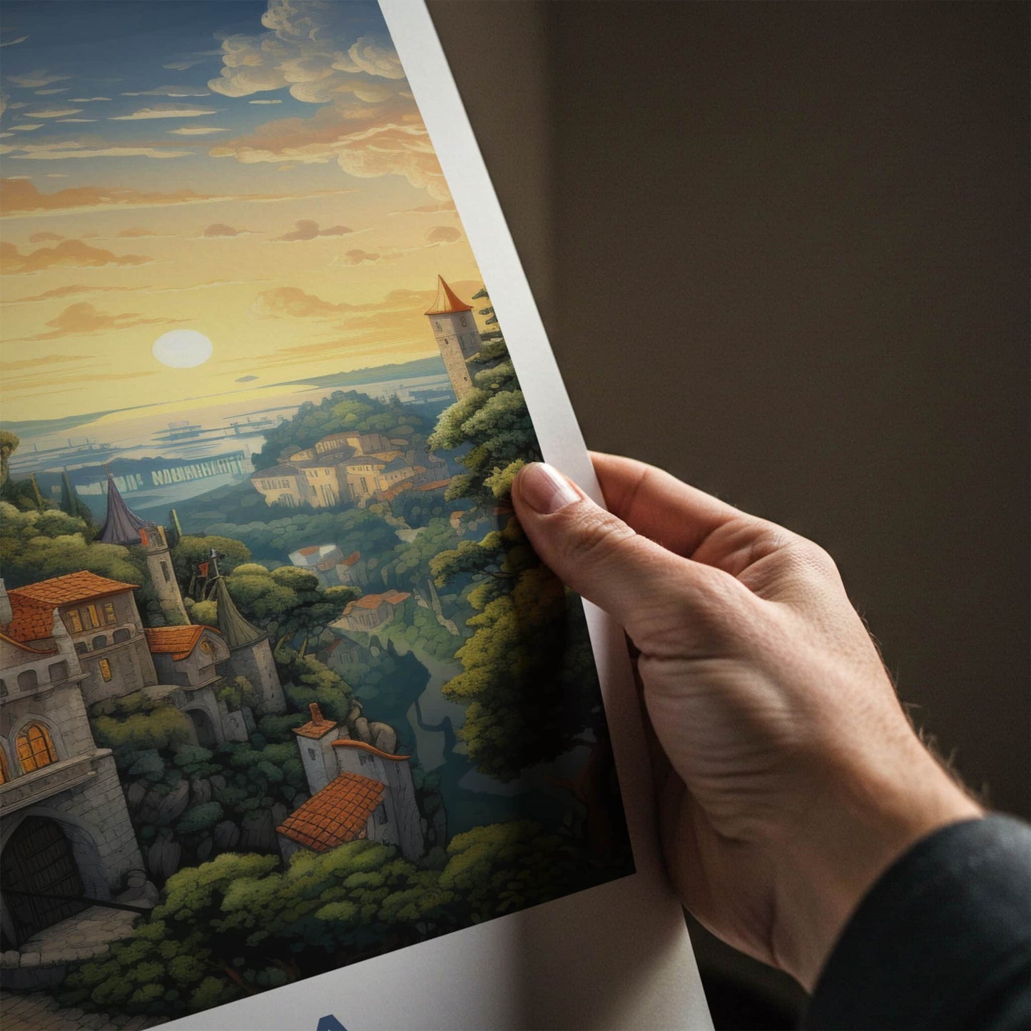 Sintra Poster - Portugal Travel Art - Hilltop Castle Sunset Wall Decor