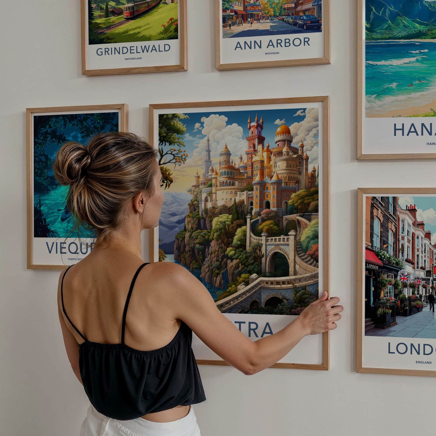 Sintra Poster - Portugal Travel Art - Vibrant Cliffside Castle Home Decor