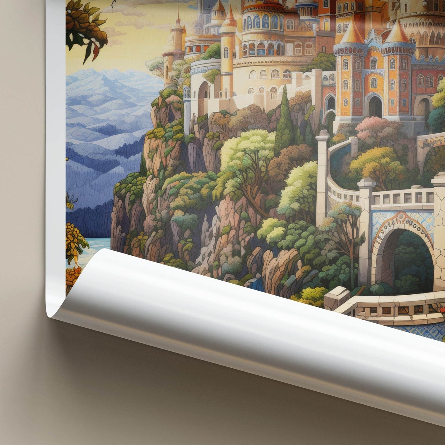 Sintra Poster - Portugal Travel Art - Vibrant Cliffside Castle Home Decor