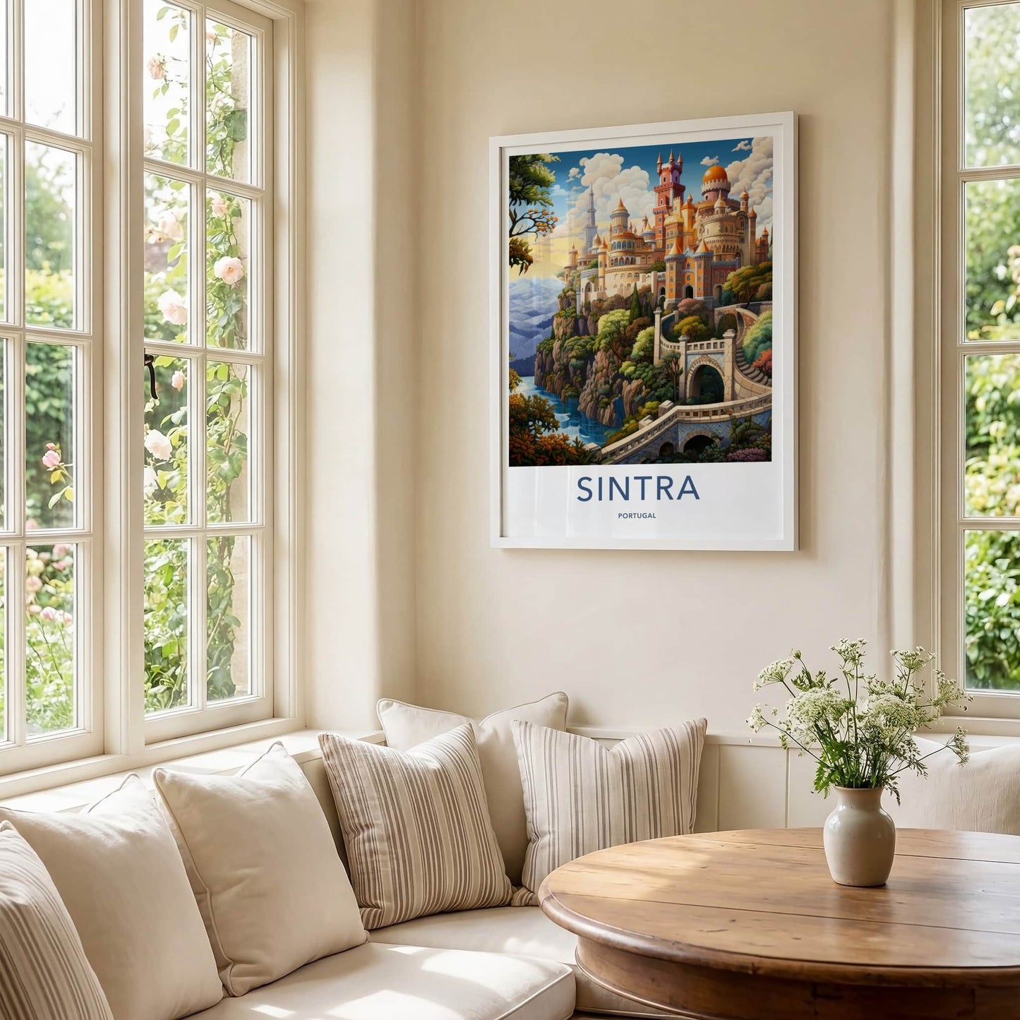 Sintra Poster - Portugal Travel Art - Vibrant Cliffside Castle Home Decor