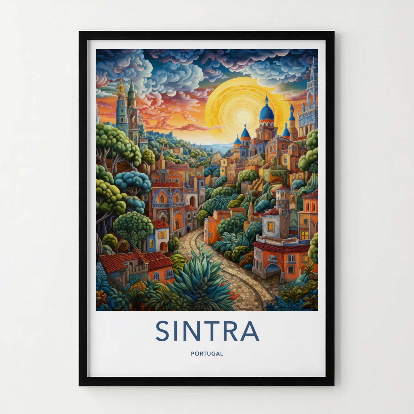 Sintra Poster - Portugal Travel Art - Vibrant Hillside City Home Decor