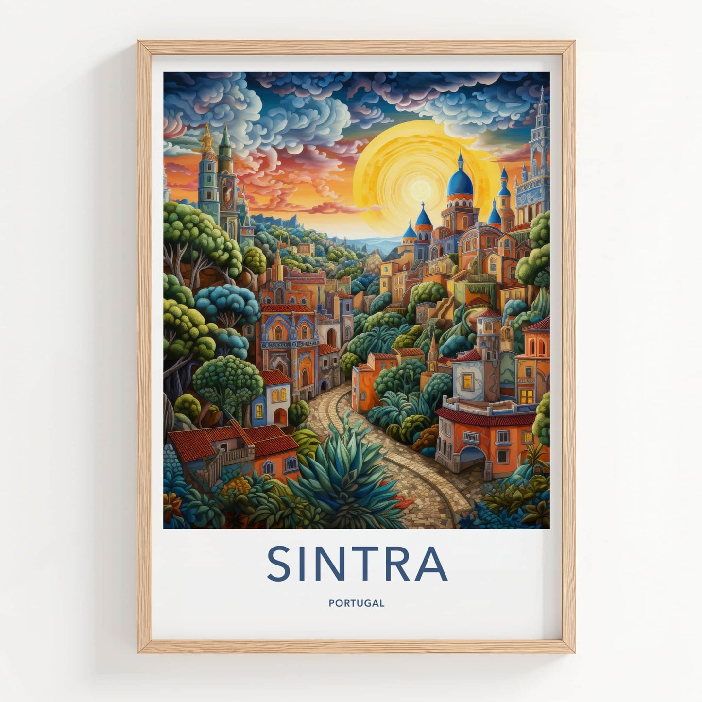 Sintra Poster - Portugal Travel Art - Vibrant Hillside City Home Decor