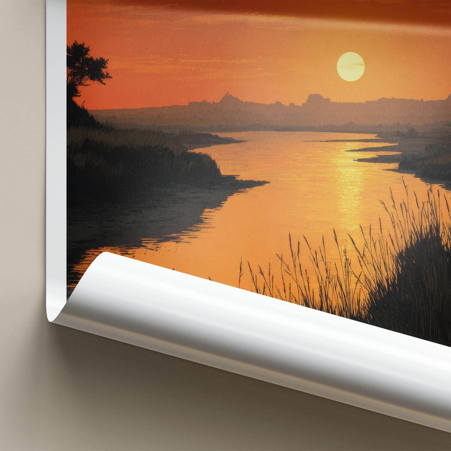 Sioux City Poster - Iowa Framed Print - Prairie River Sunset Lounge Decor