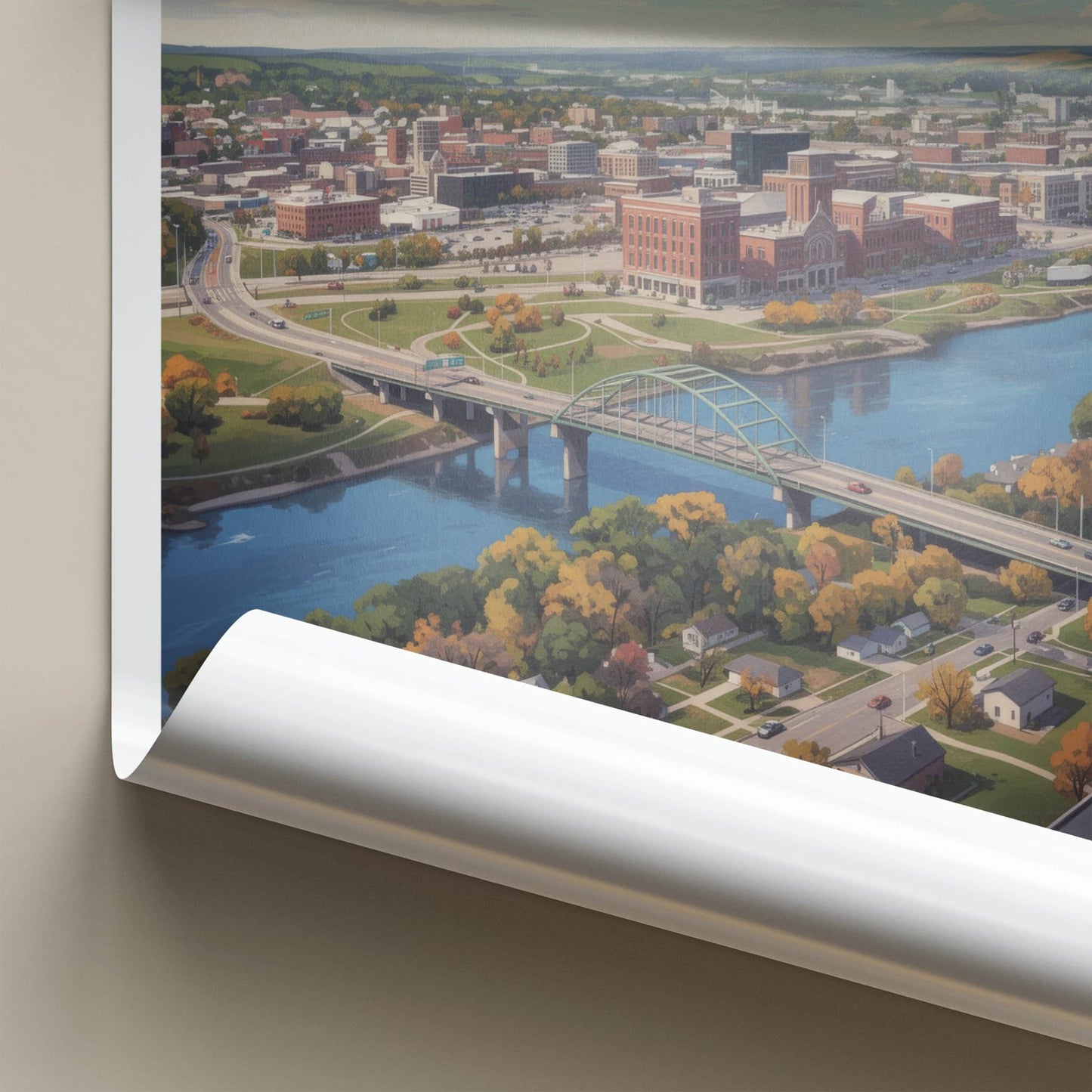 Sioux City Poster - Iowa Travel Art - Autumn Cityscape View Home Decor