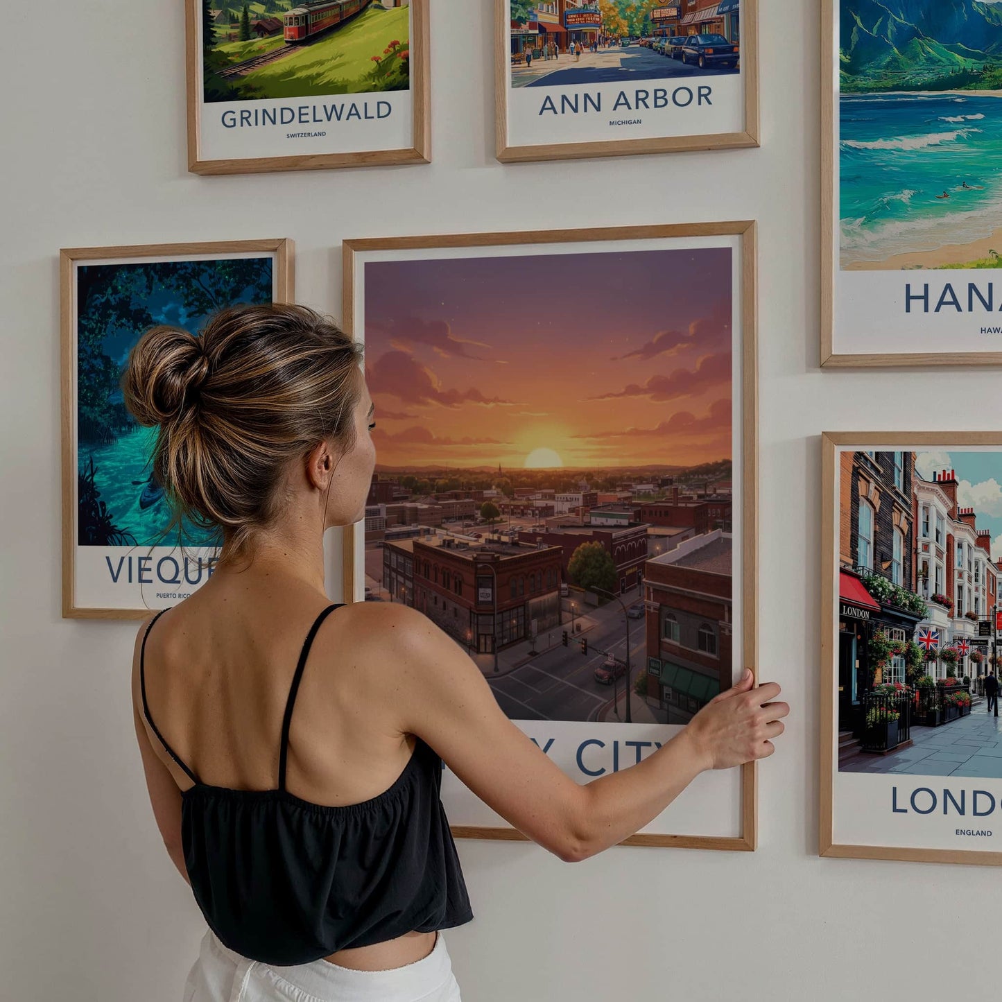 Sioux City Poster - Iowa Travel Art - Sunset Orange Cityscape Home Decor