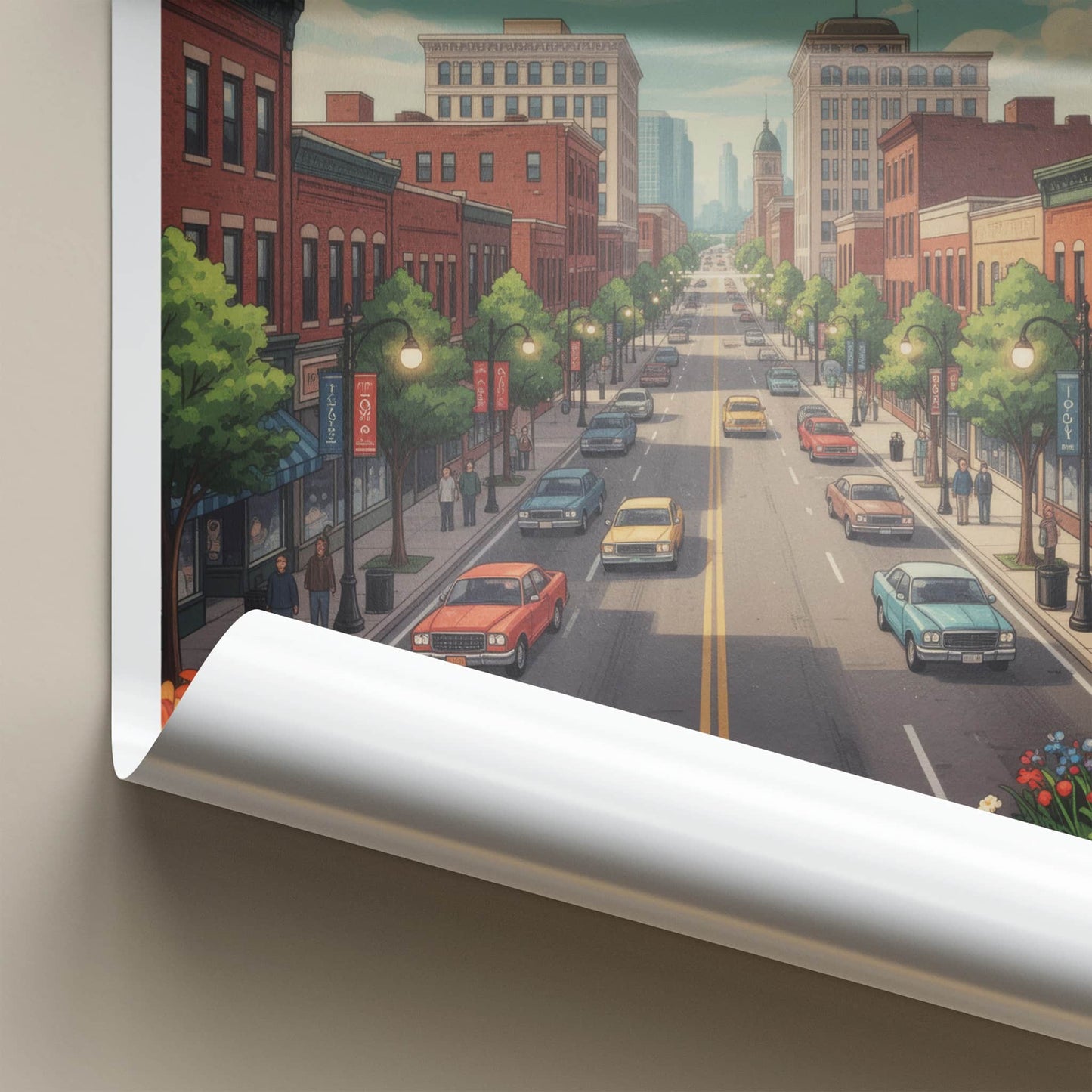 Sioux City Poster - Iowa Travel Art - Urban Street Scene Wall Decor