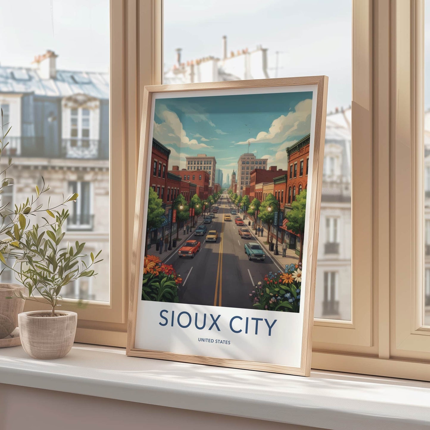 Sioux City Poster - Iowa Travel Art - Urban Street Scene Wall Decor