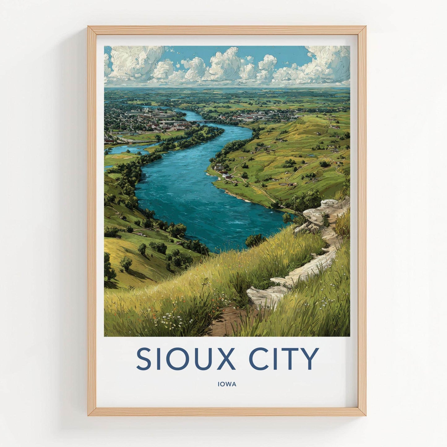 Sioux City Poster - Iowa Travel Art - Winding River City Home Decor