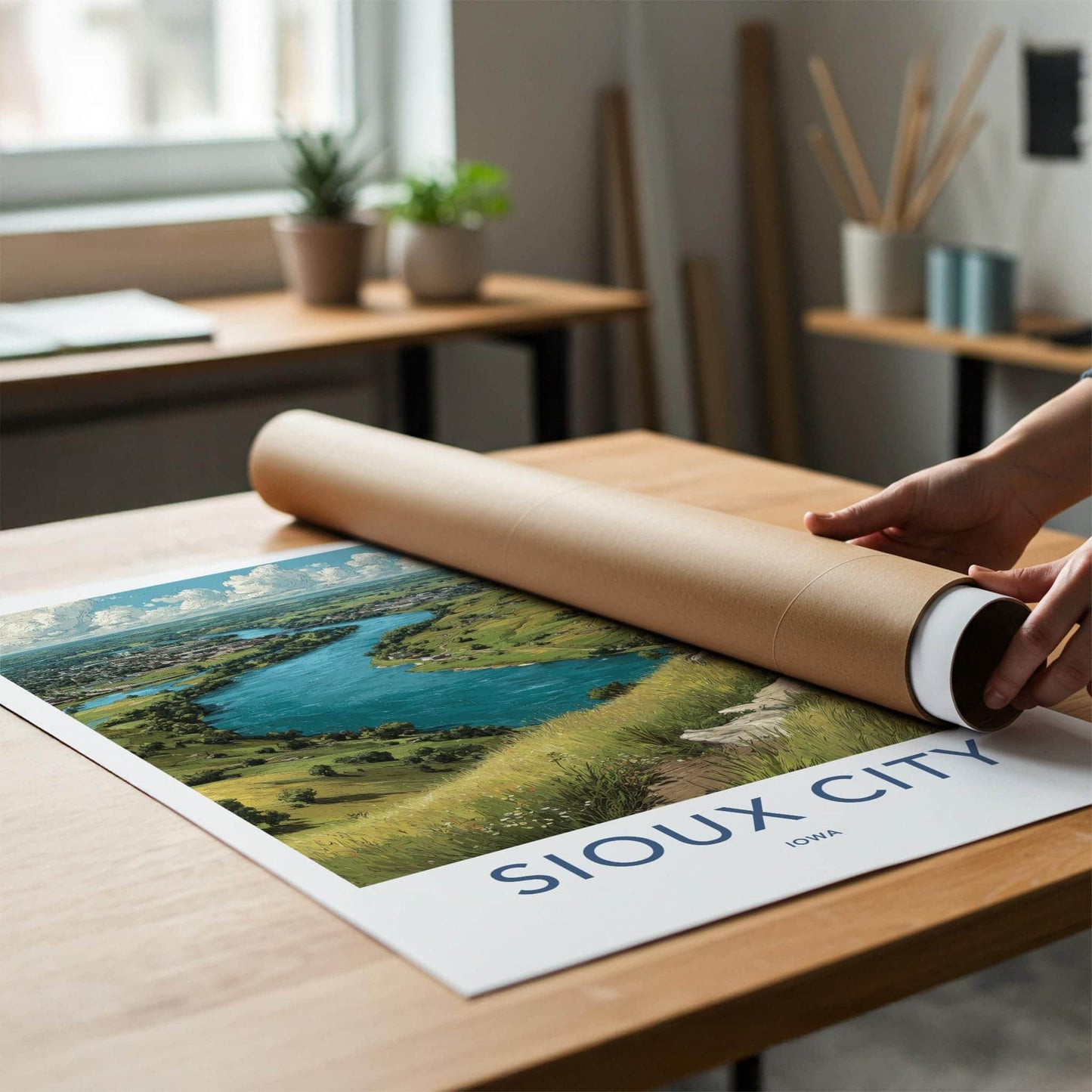 Sioux City Poster - Iowa Travel Art - Winding River City Home Decor