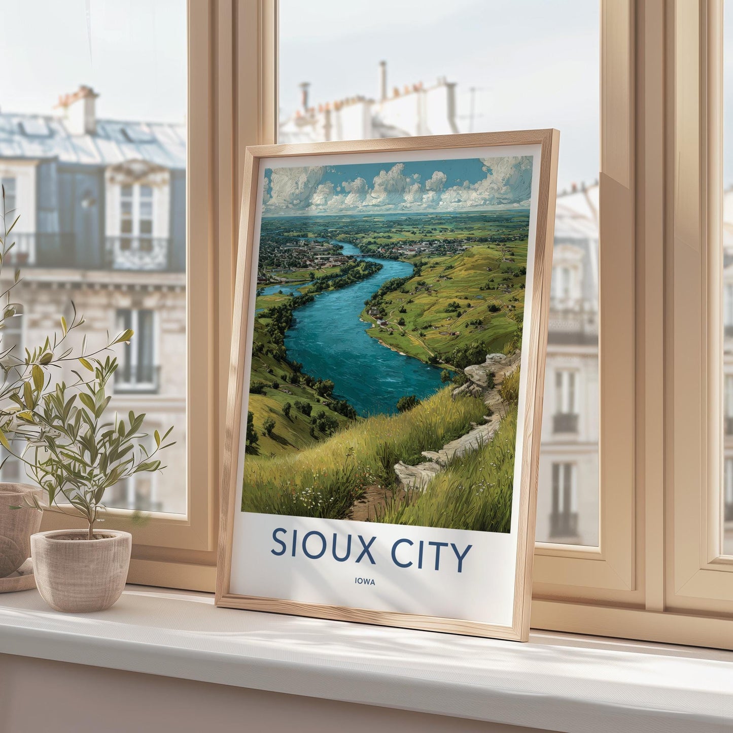Sioux City Poster - Iowa Travel Art - Winding River City Home Decor