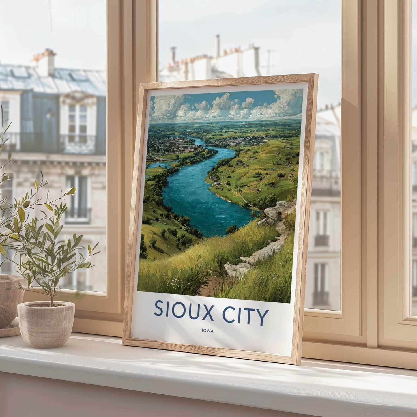 Sioux City Poster - Iowa Travel Art - Winding River City Home Decor